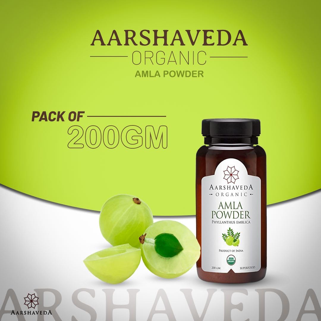 Organic Amla Powder (Indian Gooseberry) for Hair Growth & Skin Care - 200Gm | Natural Scalp Treatment & Edible Supplement | No Preservatives | Perfect for Smoothies, Face Masks & Hair Treatments