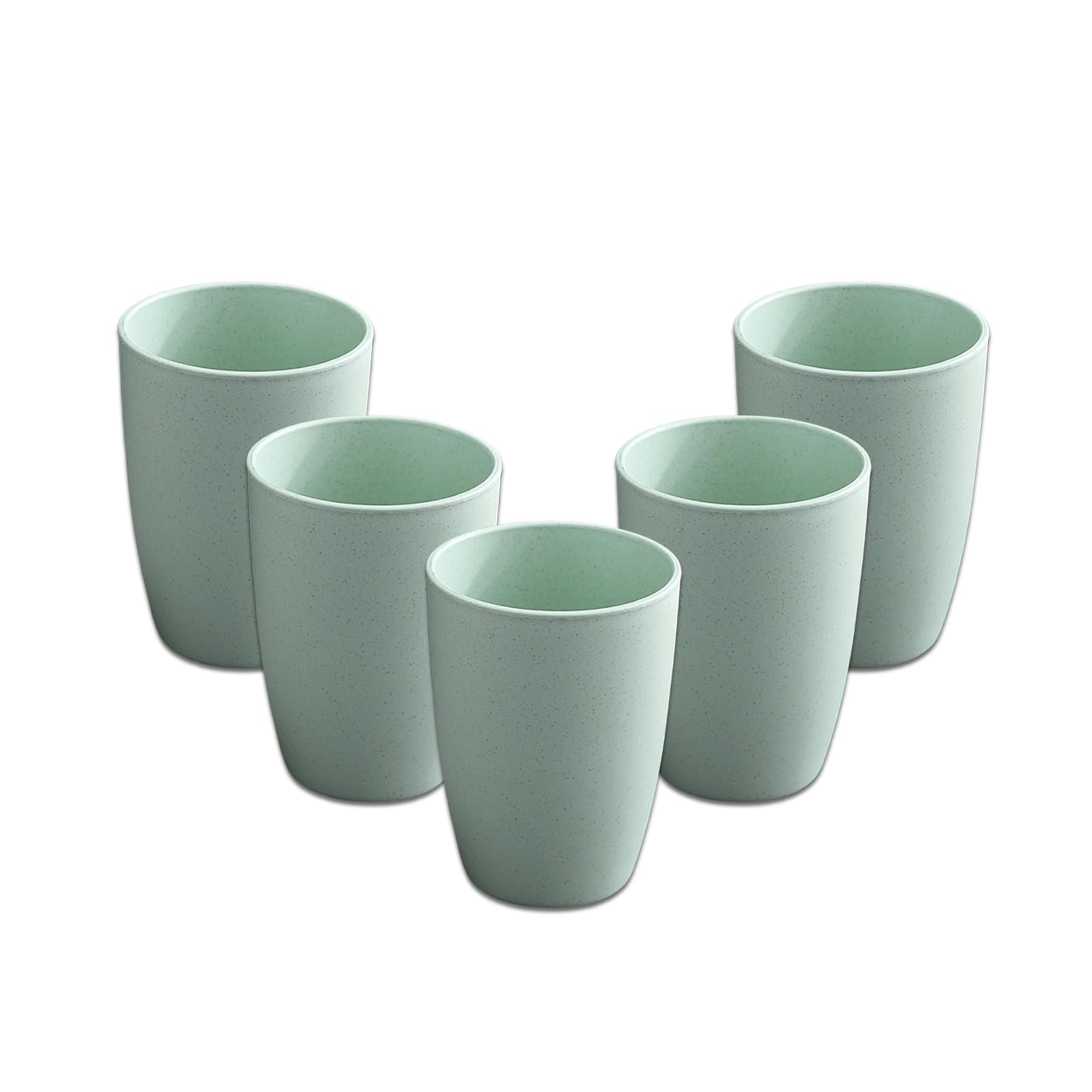 5-Pack Eco-Friendly Wheat Straw Tumblers | 12oz Reusable, Unbreakable & Dishwasher Safe Cups | Stackable for Juice, Water & Toothbrush Holder | Green BPA-Free Plastic for Home, Office & Travel