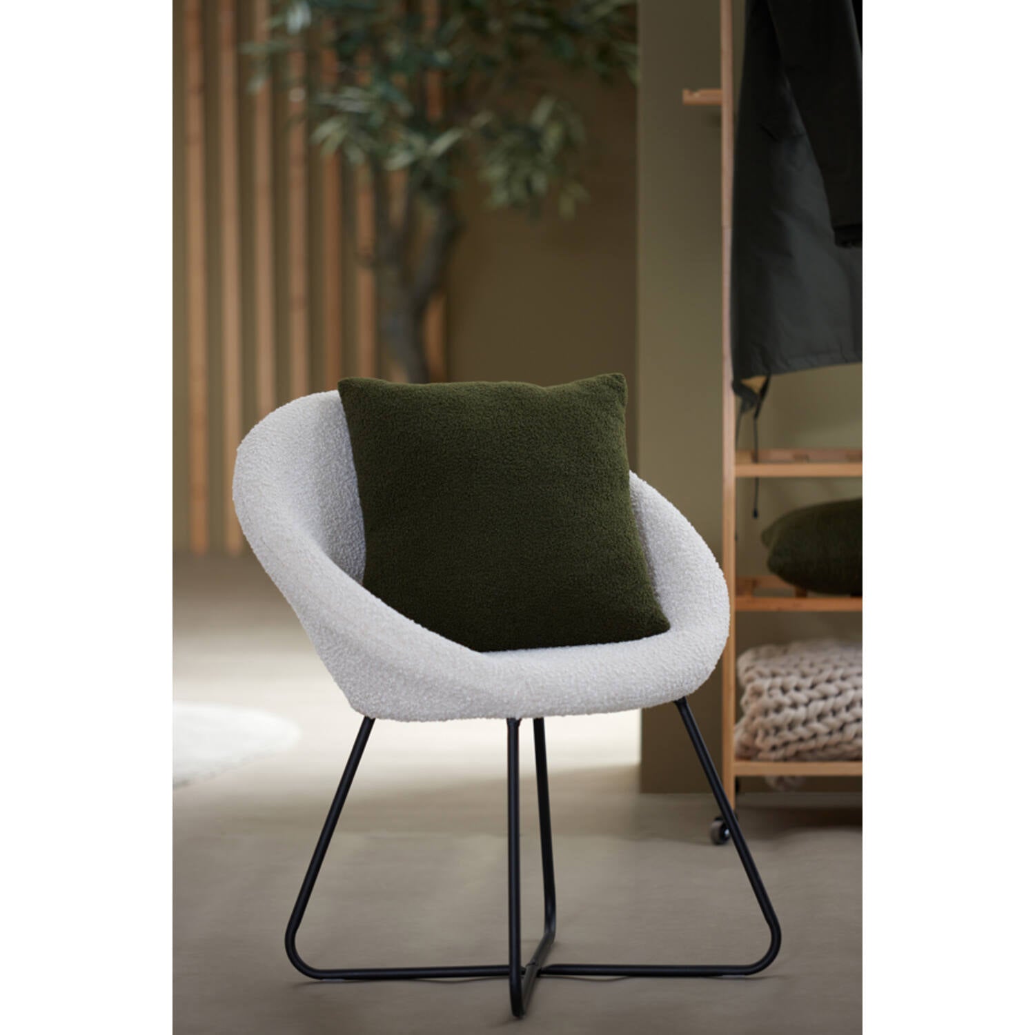 Antony Chair - Bouclé Cream Finish Upholstered Accent Chair for Living Room, Bedroom & Office - Modern Comfortable Seating for Home Decor