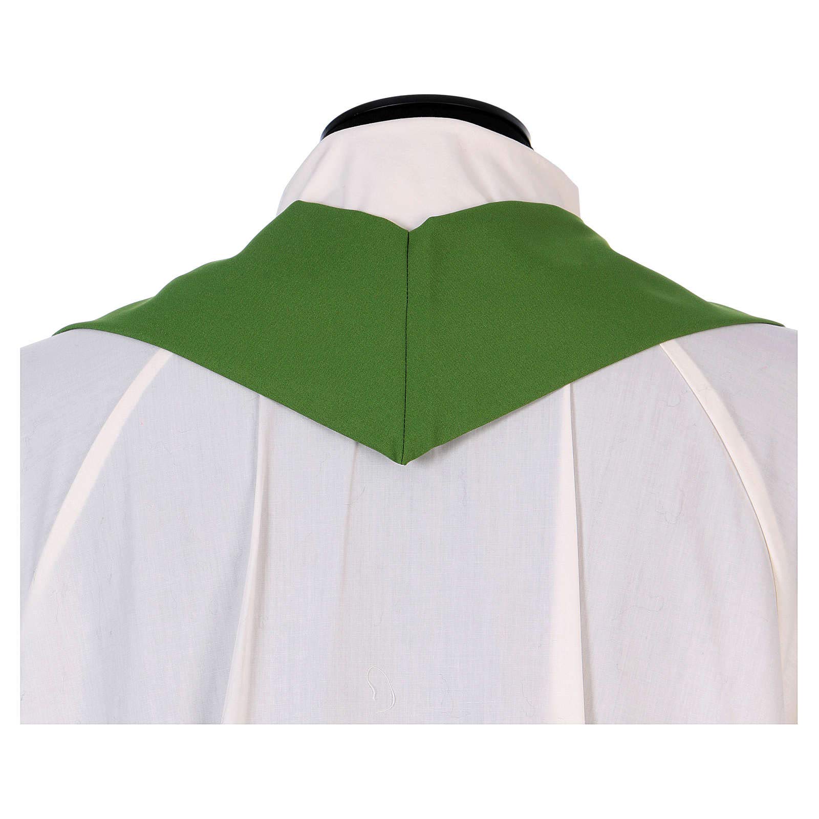 Polyester Franciscan Chasuble with Jesus and St. Francis Embroidery - Ivory Priest Vestment for Catholic Mass & Church Ceremonies