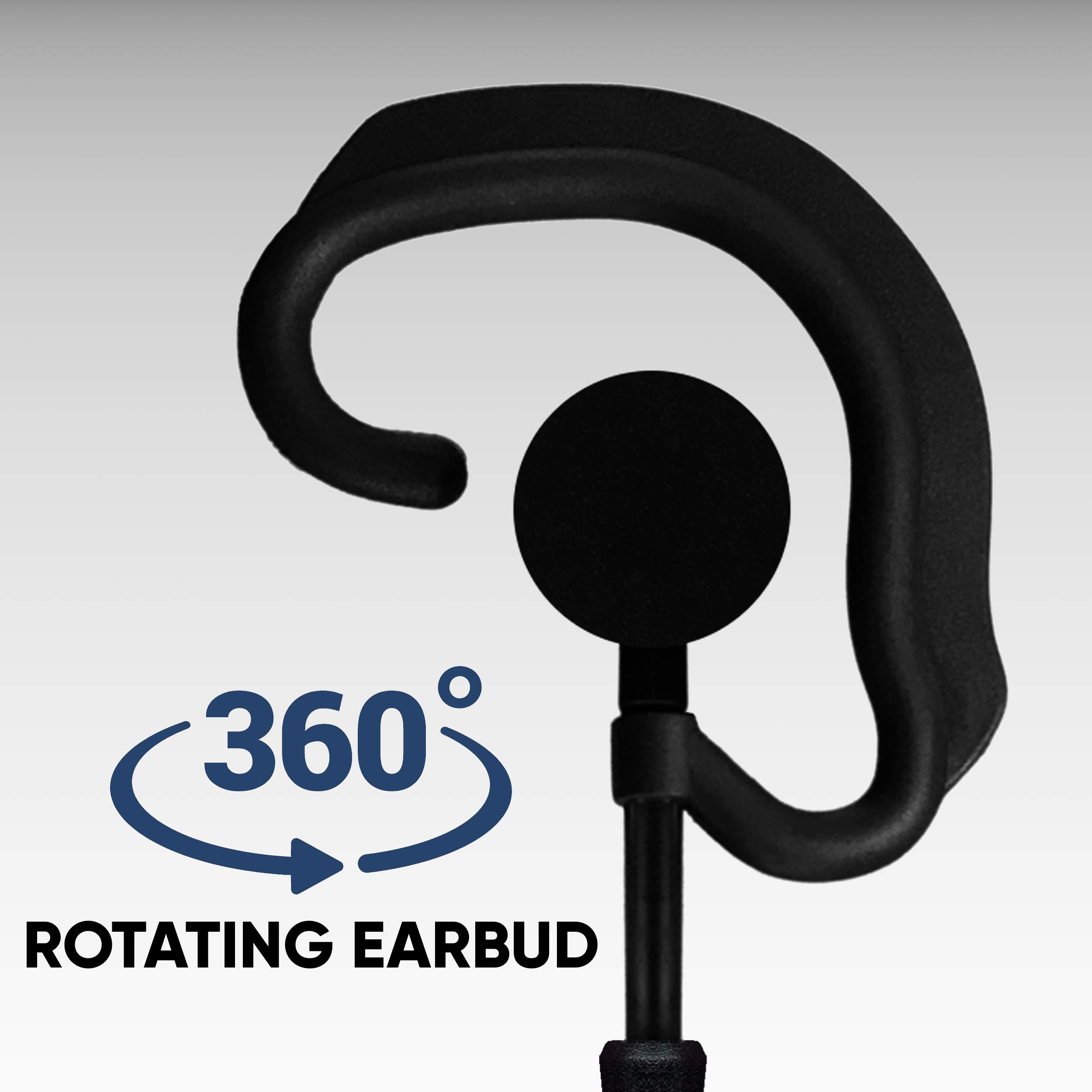 Sheepdog Earhook Headset with Noise-Canceling Microphone - Compatible with Motorola R7, ION & MXP600 Radios - Black Cable (LMC-1EH-M20) - Premium Communication Headset for Security, Construction & Warehouse Workers
