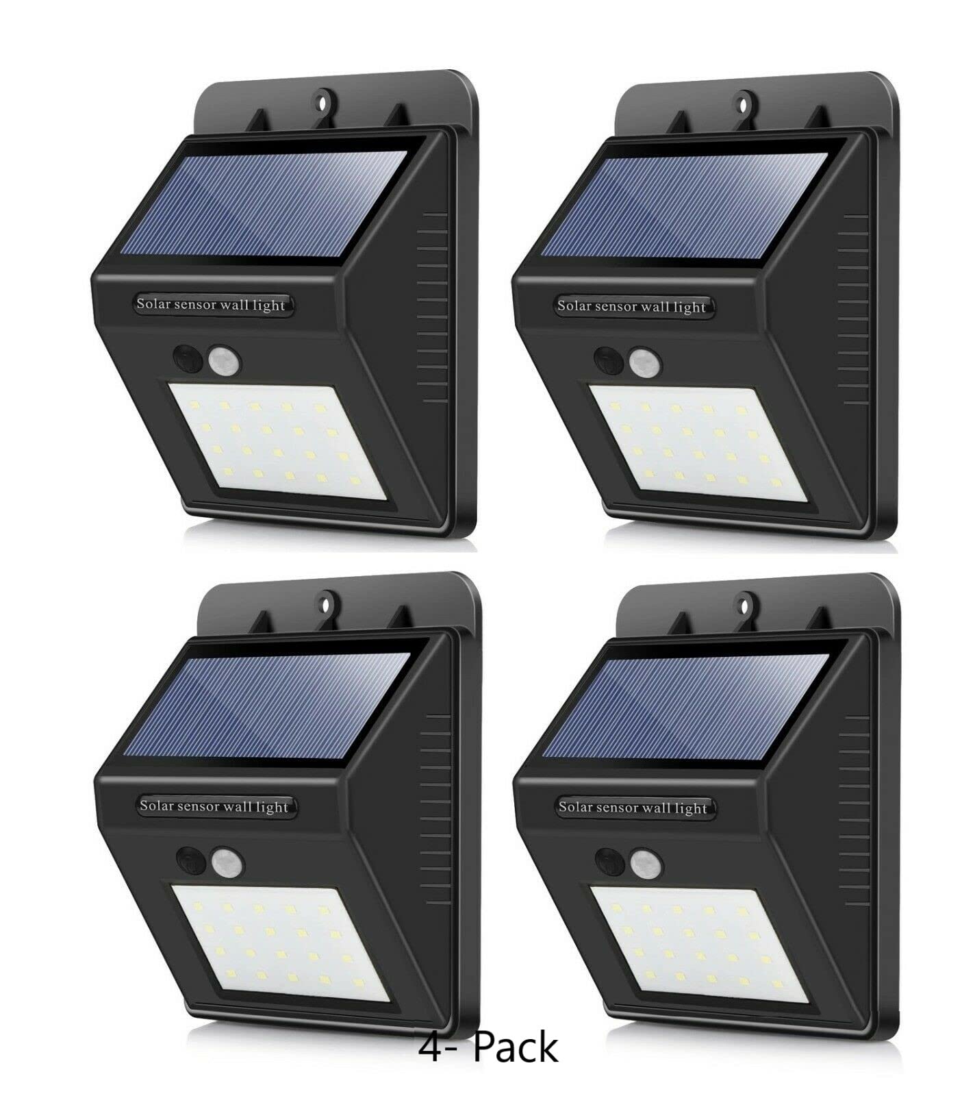 4-Pack Solar Outdoor Lights with Motion Sensor - Waterproof Wireless Security Lights for Front Door, Backyard, Garage & Deck - Perfect for Pathway Lighting, Garden Decoration & Nighttime Safety (Black)