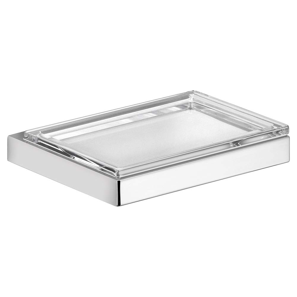 Genuine Crystal Glass Soap Dish with Chrome Plated Base - Elegant Bathroom Decor for Sink, Vanity & Spa Style Showers - Edition 11 11155 11155019000