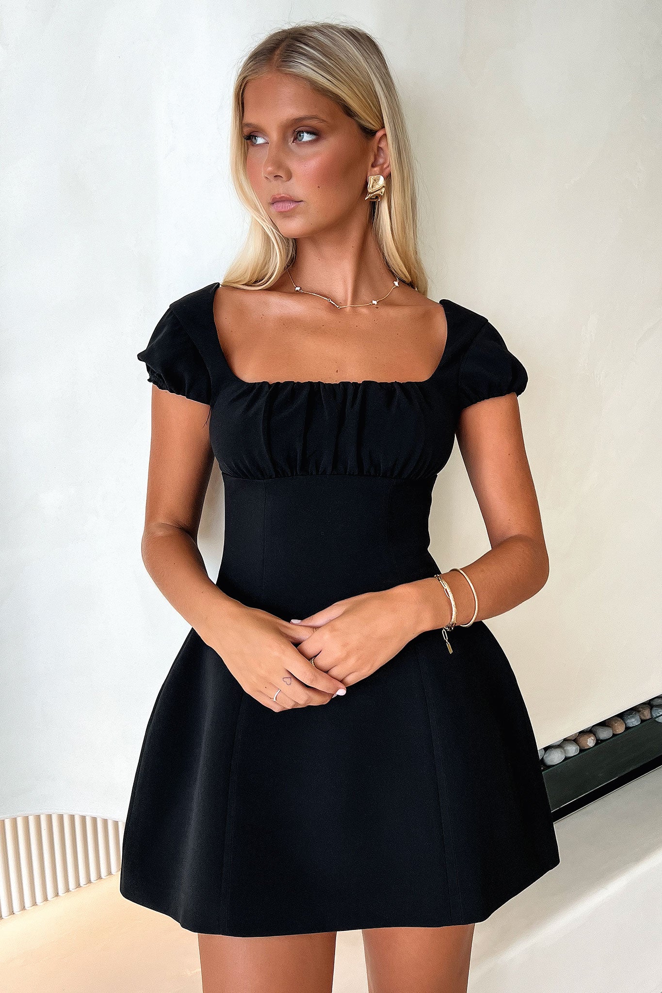 Arlette Mini Dress - Black | Women's Short Sleeve Party Cocktail Dress for Night Out, Date Night & Special Occasions