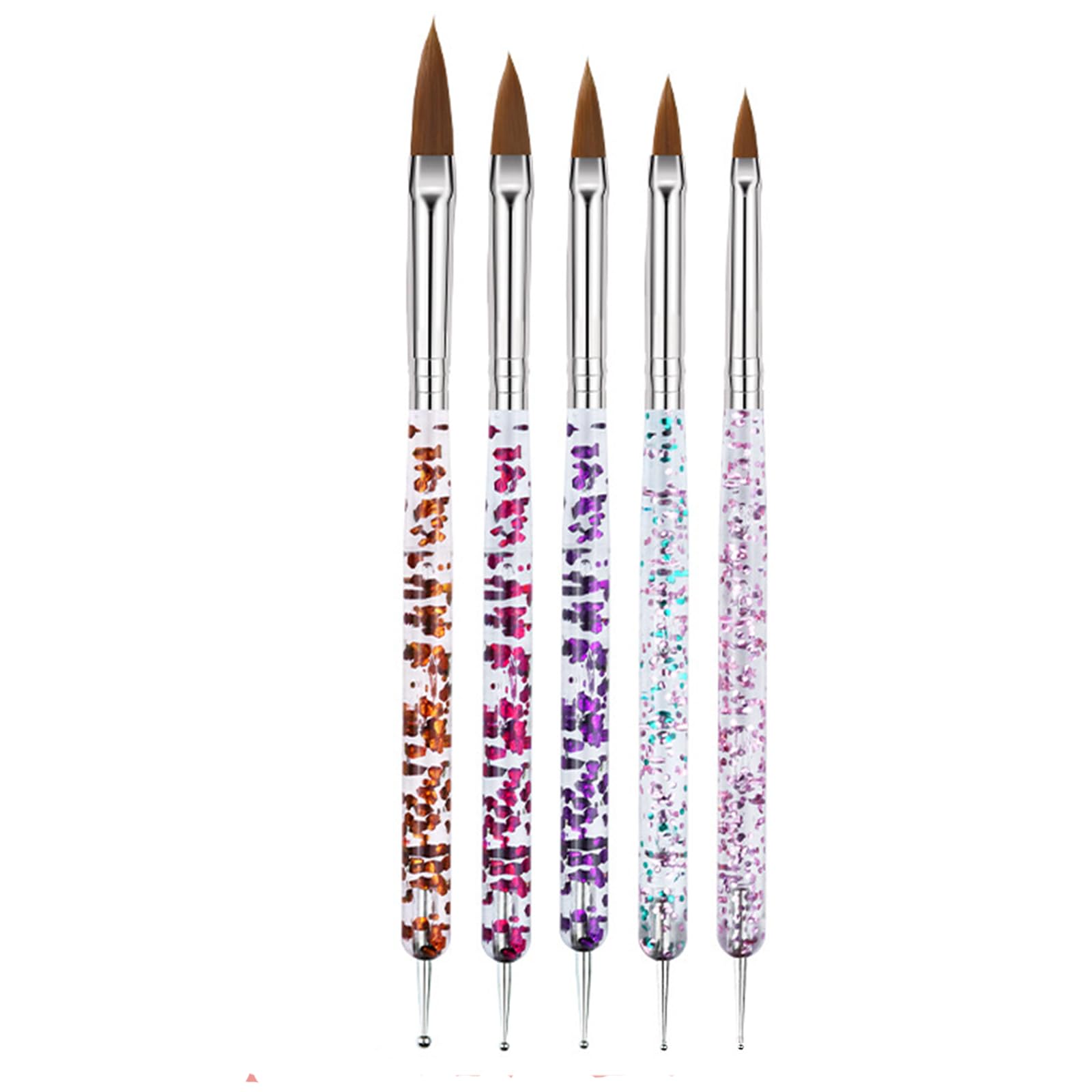 10Pcs Professional Nail Art Brushes Set with 5 Dotting Tools - Salon Quality Nail Painting Kit for Acrylic, Gel & Nail Art Designs - Perfect for Home Manicures & Professional Nail Salons