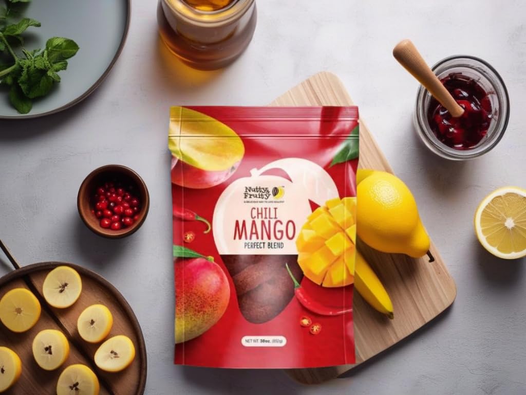 Spicy Dried Mango Slices - Hot Chili Mango Snack, 30oz Resealable Bag | Gluten-Free, Non-GMO, No Artificial Colors | Rich in Vitamin C | Perfect for Office Snacks, Road Trips & Healthy On-The-Go Treats