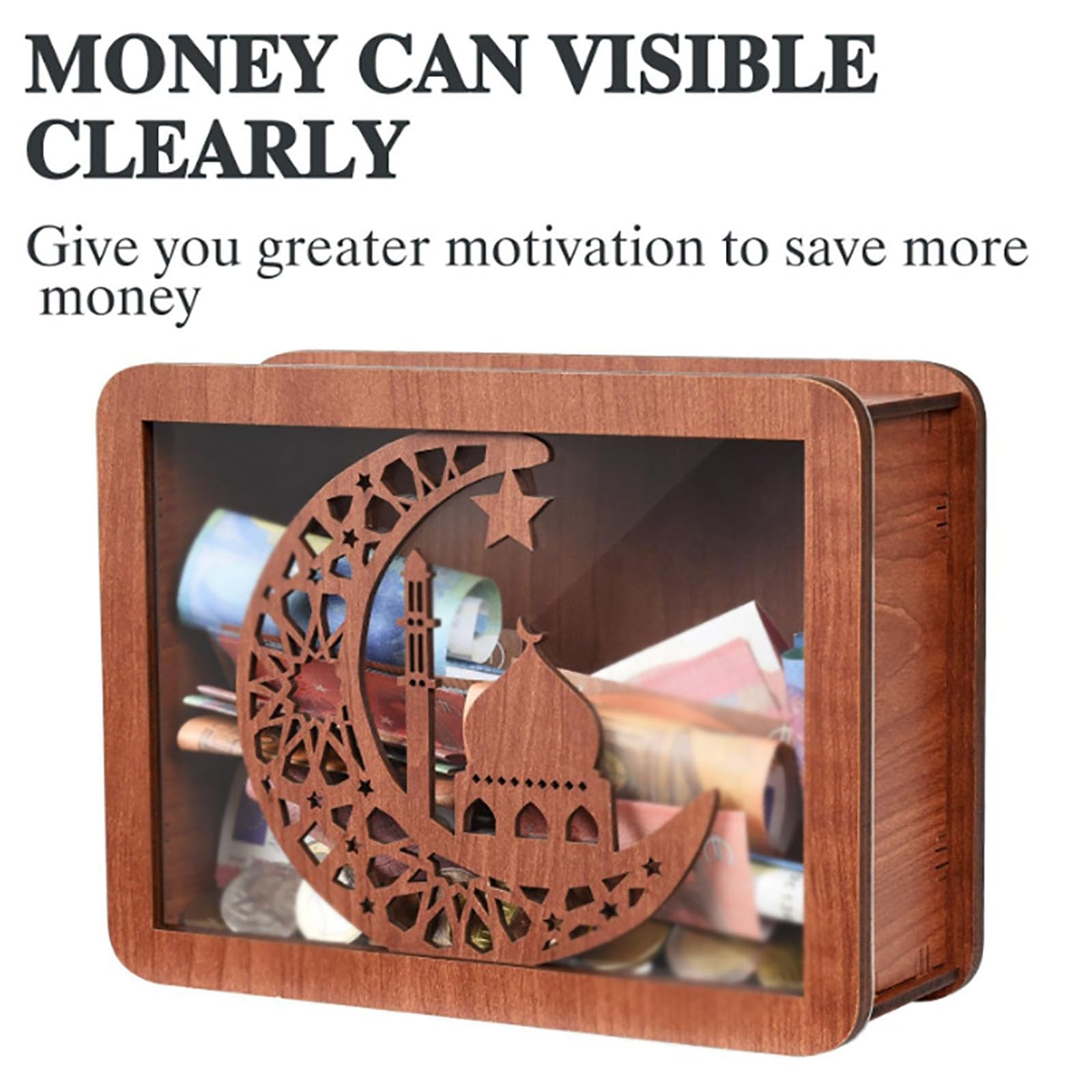 Tenkaybox Wooden Cash Vault - Premium Money Saving Box for $1000 Bills | Secure Cash Storage for Home, Office & Gift Giving | Durable Wooden Savings Box with Lock