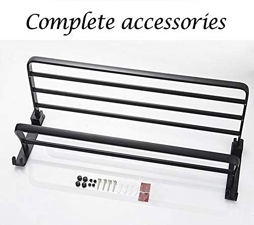 Foldable Chrome & Aluminum Towel Rack - 40cm Wall-Mounted Space Saving Bathroom & Kitchen Organizer with Hooks | Waterproof Durable Design for Towels, Robes & Kitchen Linens
