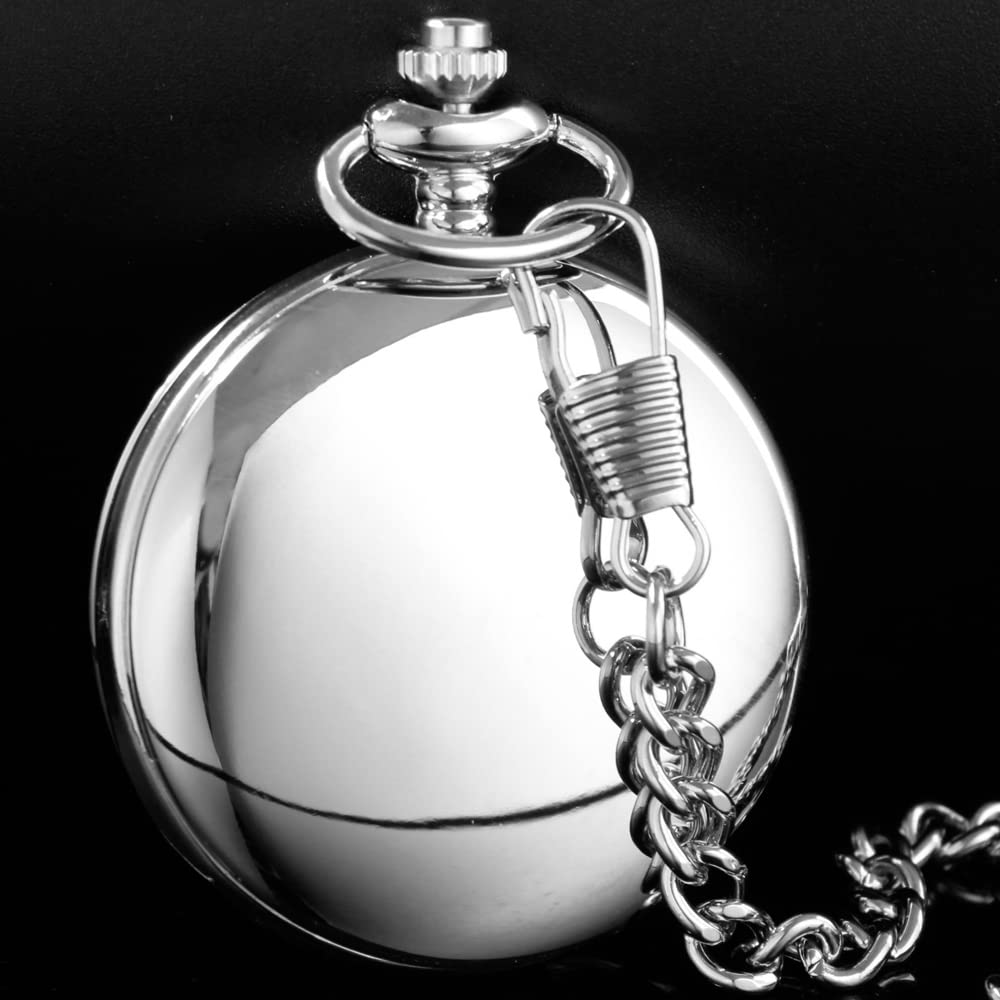 Custom Engraved Pocket Watch for Men - Personalized Smooth Pocket Watch with Chain - Unique Father's Day Gift Idea for Dad - Perfect for Weddings, Anniversaries & Special Occasions