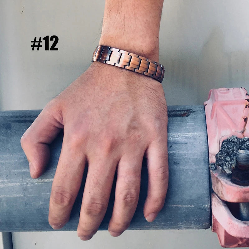 Men's Magnetic Health Bracelet - Pure Copper Energy Bracelet with Blood Pressure Magnets | Pain Relief & Improved Circulation | Perfect for Fitness, Work & Daily Wear