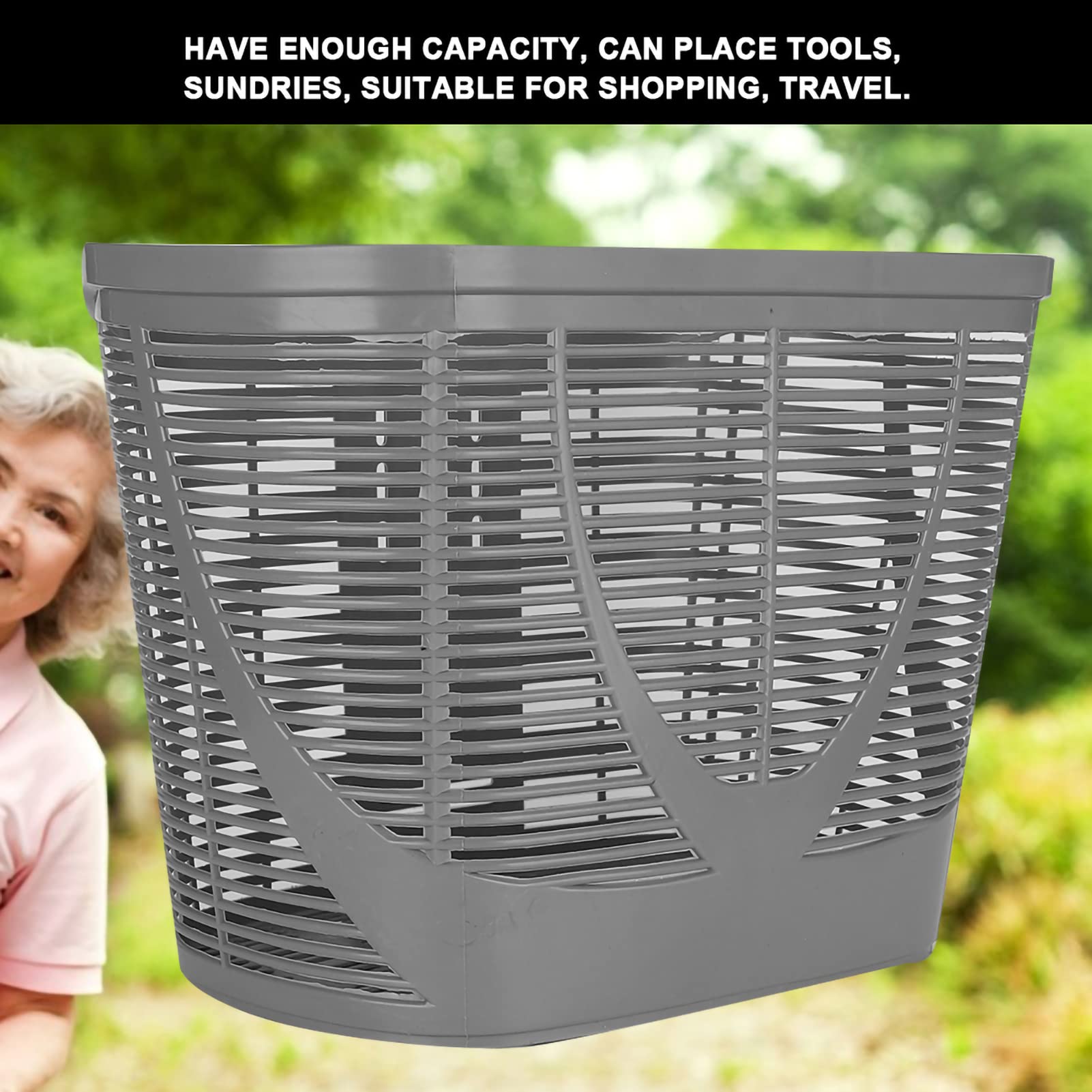 Electric Scooter Basket - Black Plastic Rear Basket with Mounting Screw for Mobility Scooters & Wheelchairs | Durable Oval Storage Accessory for Groceries, Shopping & Daily Essentials