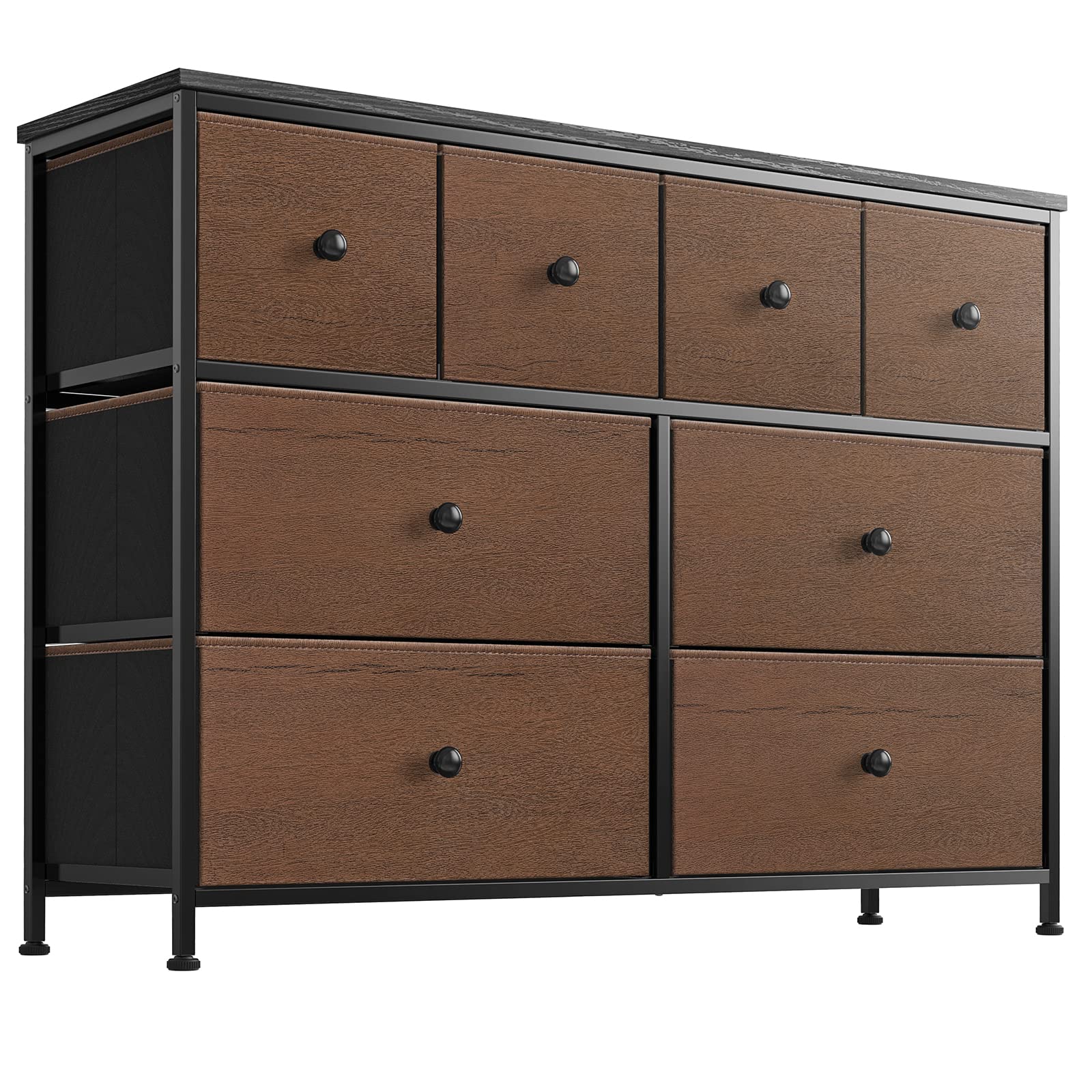 REAHOME 8-Drawer Dresser for Bedroom - Faux Leather Storage Chest with Wooden Top, Large Capacity Organizer Tower with Steel Frame - Perfect for Living Room, Entryway, Home Office (Espresso Brown) - Ideal for Clothes, Towels & Home Organization