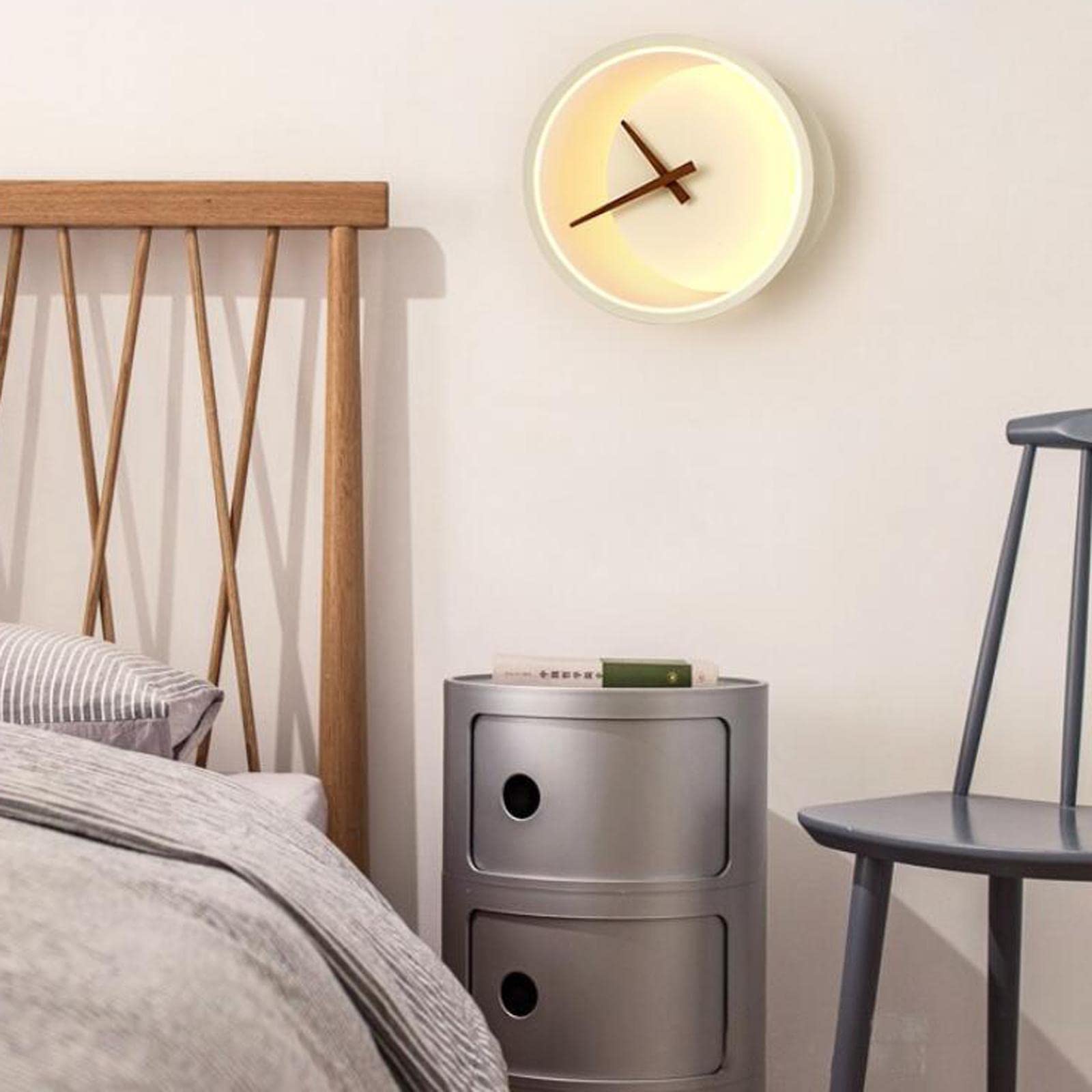 TOMYEUS Black Wall Lamp Clock - Silent LED Wall Light & Modern Wall Art Decor for Living Room, Bedroom, or Office - Stylish Wall Sconce with Time Display for Home Decoration