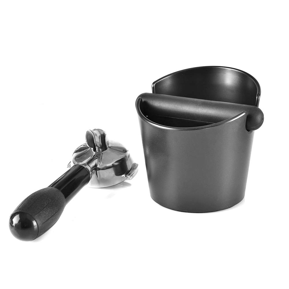 CAFEMASY Espresso Coffee Knock Box - Compact Barista ABS Coffee Grounds Bin with Detachable Knock Bar for Easy Waste Disposal - Perfect for Home & Professional Espresso Machines (Black)