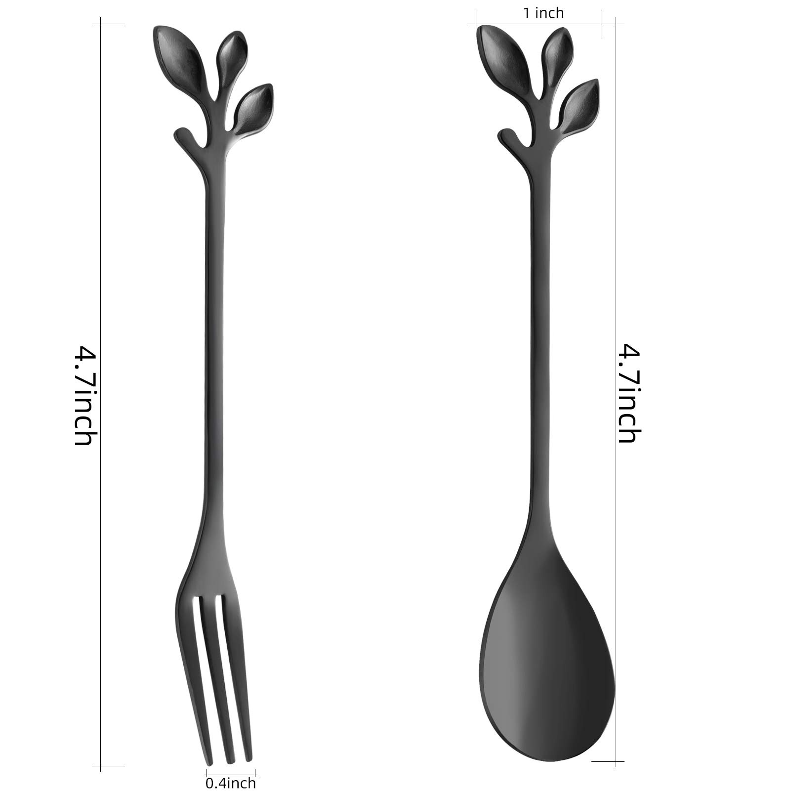 AnSaw 20-Piece Mini Black Coffee Spoons & Dessert Forks Set, 4.7