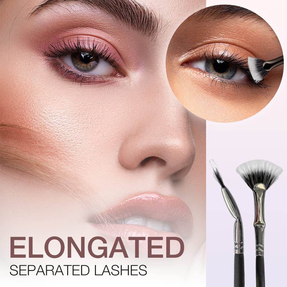 2024 Upgraded Eyelash Brush - Folding Angle Scalloped Fan Lash & Eyebrow Brush for Upper & Lower Lashes, Multifunctional Angled Fan Shaped Makeup Tool (Black, 2-Pack) | Perfect for Professional Makeup Artists & Home Beauty Routines