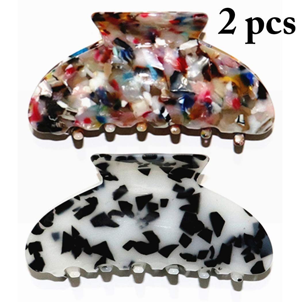 Boxoon 2PCS Leopard Print Hair Clips - Fashion French Hair Claws for Women, Non-Slip Bath & Shower Hair Accessories, Korean Style Hair Clips for Party, Wedding, Daily Use