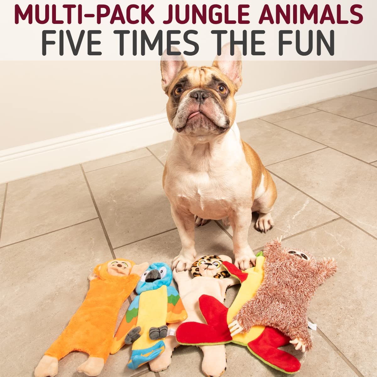 Durable 5-Pack Leash Boss Dog Chew Toys - Crinkle & Squeak Toys for Aggressive Chewers, Stuffing-Free Puppy Toys for Small, Medium & Large Dogs - Perfect for Training, Playtime & Stocking Stuffers