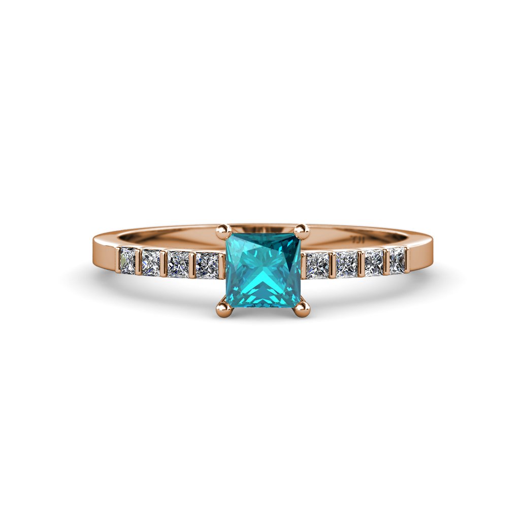 London Blue Topaz & Diamond Engagement Ring 0.80ctw (SI1-SI2, G-H) in 14K Rose Gold - Perfect for Proposals, Anniversaries & Special Occasions