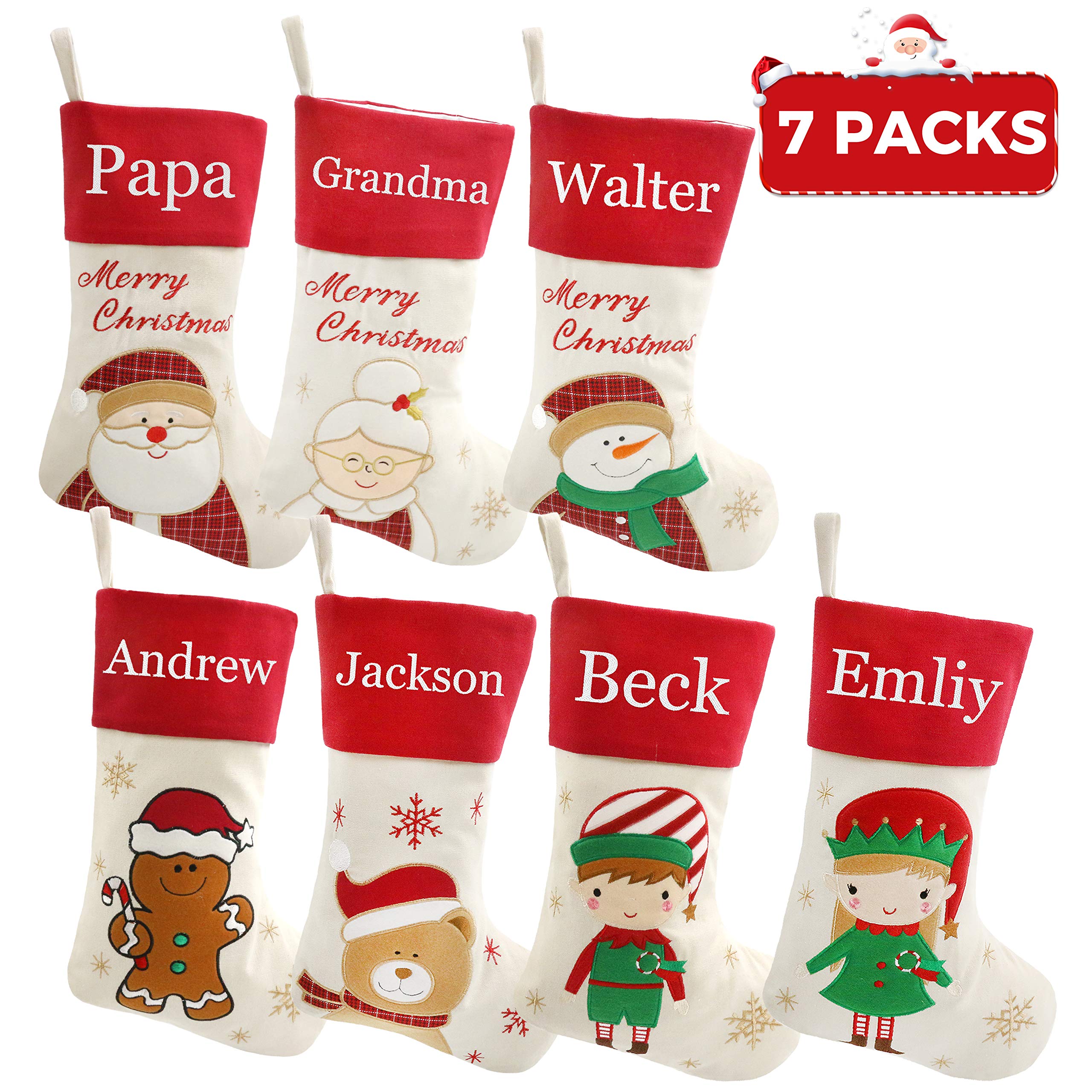 Personalized Christmas Stockings 18 Inch - Custom Embroidered Fireplace Hanging Stockings for Family Holiday Decorations - Perfect Christmas Gift for Home Decor (Style 29) - Ideal for Fireplace Mantel, Christmas Tree Decor & Festive Home Styling