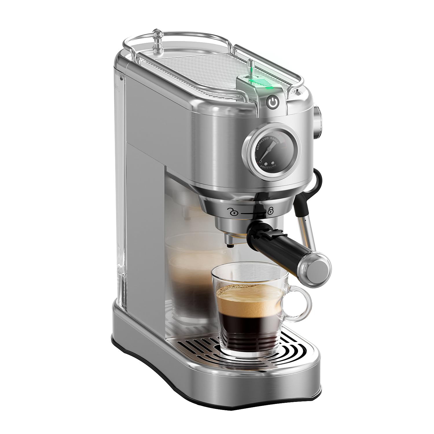 20 Bar Espresso Machine with Milk Frother - Semi-Automatic Coffee Maker for Latte & Cappuccino, 1450W Stainless Steel Coffee Machine with 34oz Removable Water Tank - Perfect for Home, Office & Cafe Use