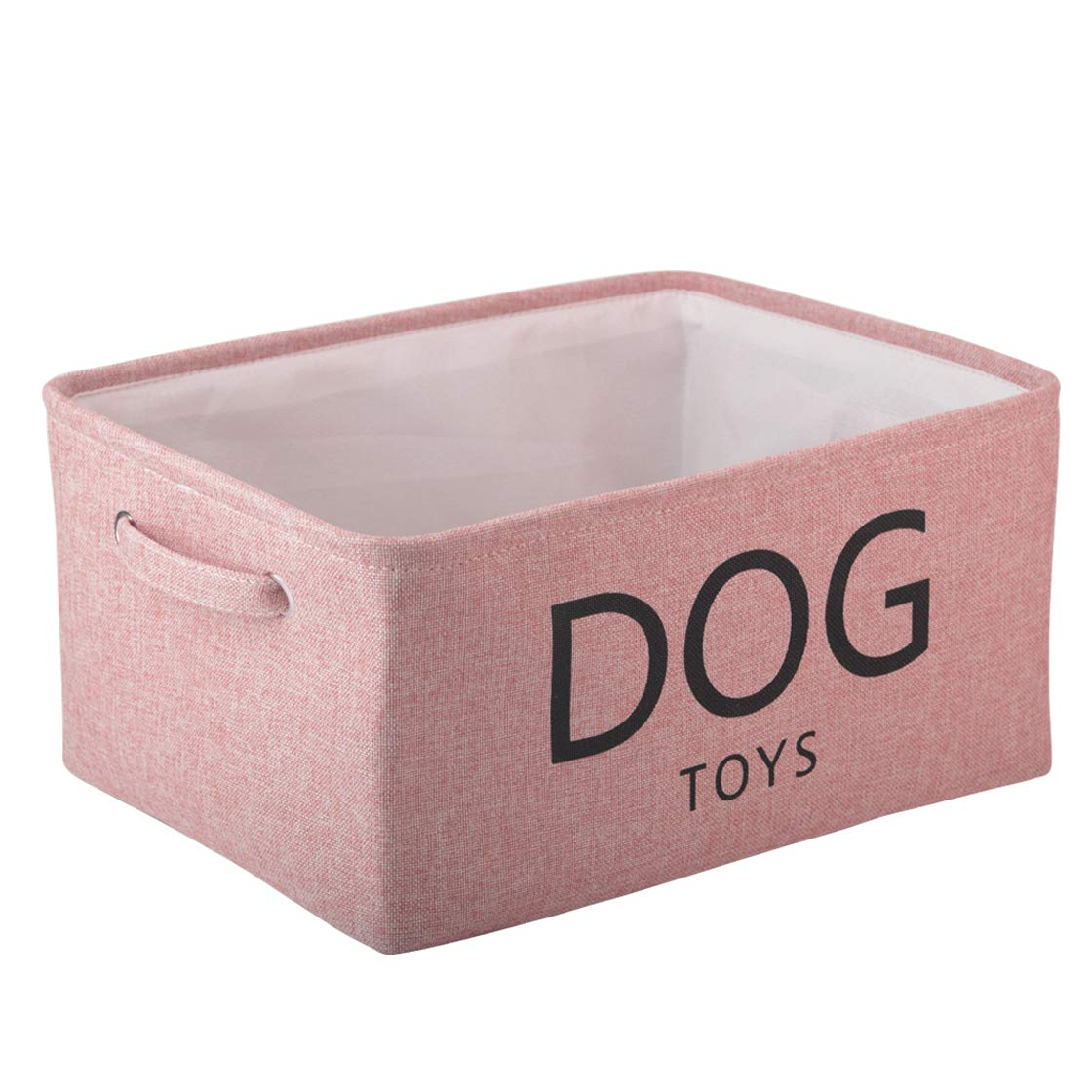 Pethiy Canvas Cat Toy Basket with Handles - Pet Toy Storage Bin for Cats, Dog Toys & Accessories Organization - Pink | Perfect for Living Room, Bedroom & Pet Play Area