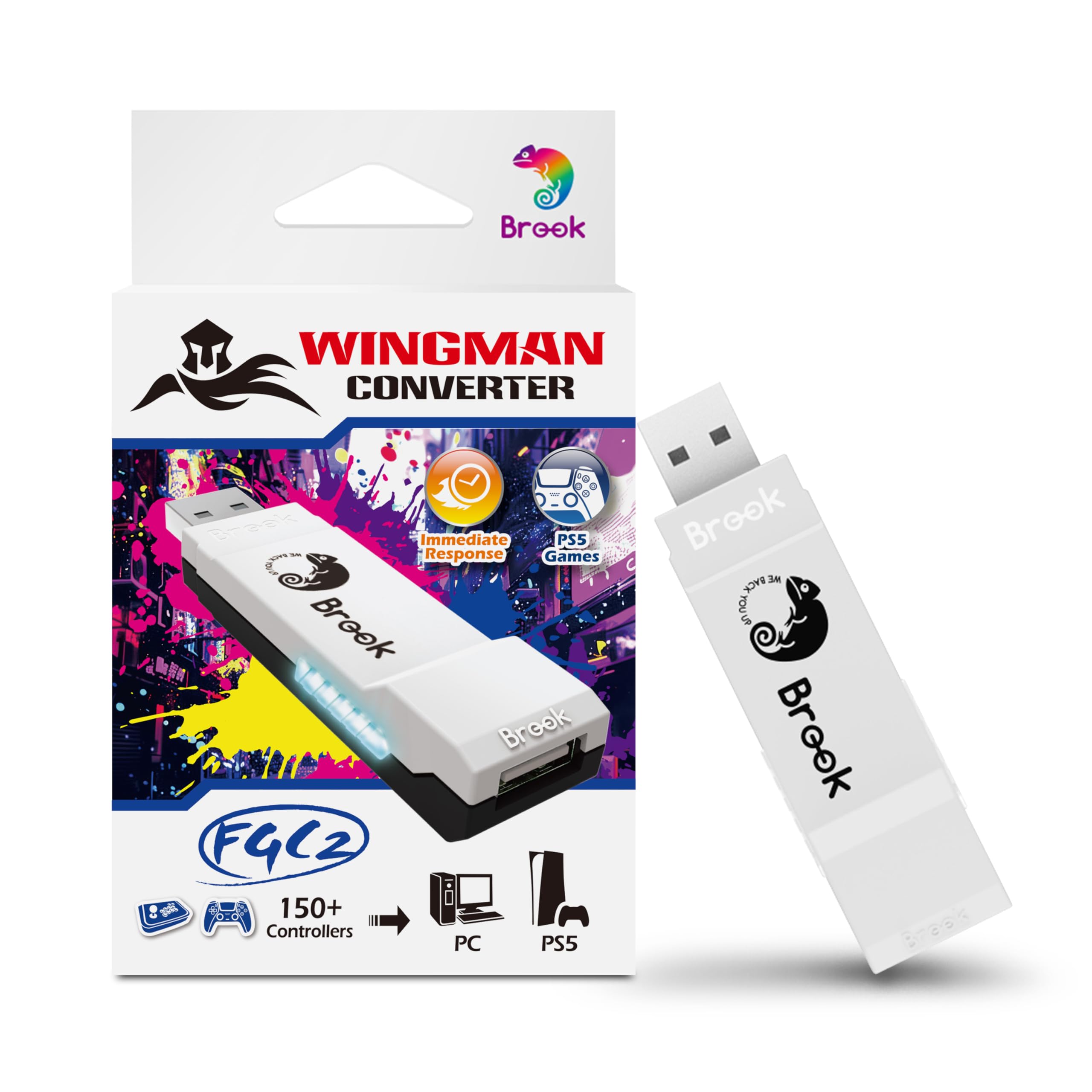 Brook Wingman FGC2 Converter - Arcade Joystick to PS5 & PC Gamepad Adapter | Compatible with All PS5 Games | Perfect for Fighting Games & Esports Tournaments