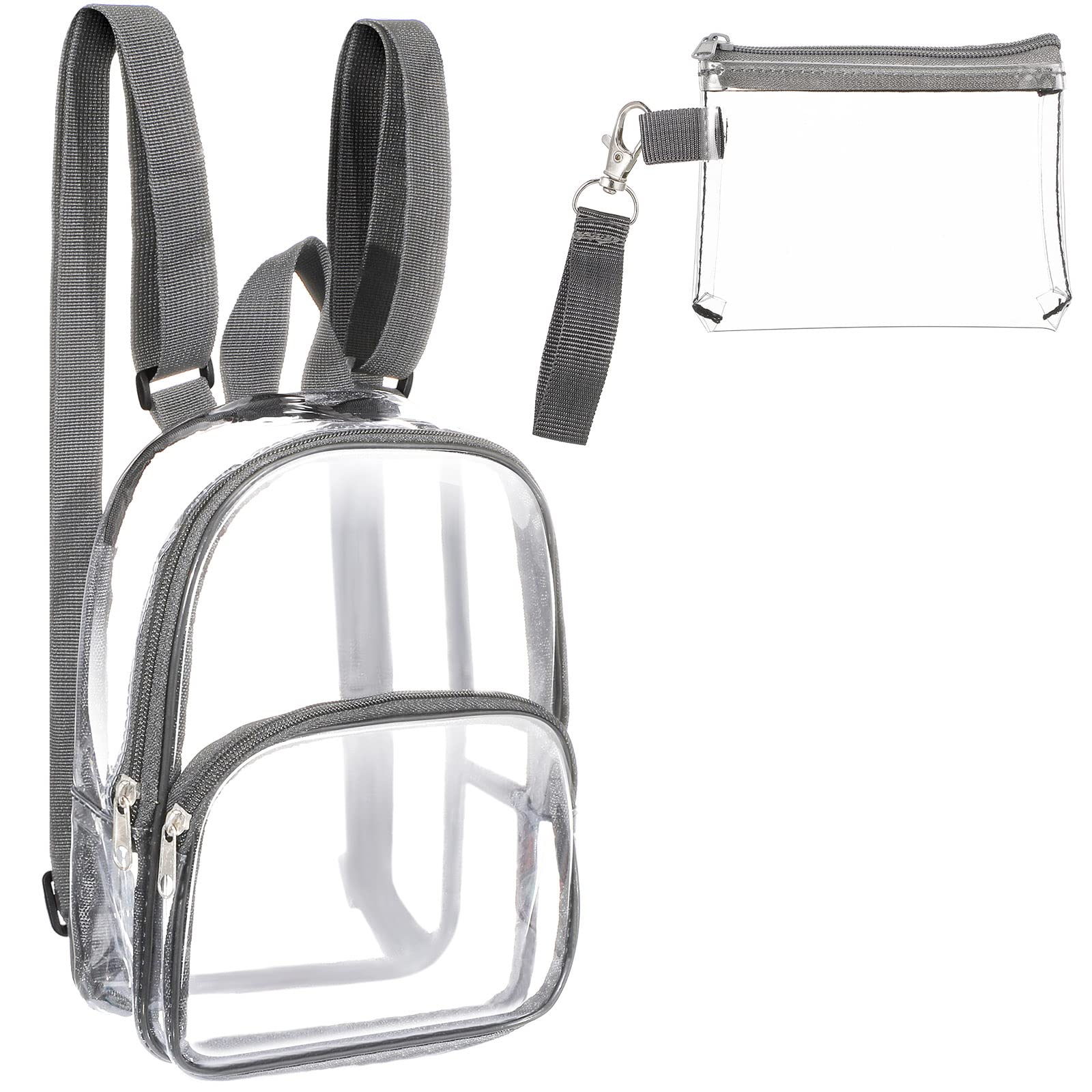 Clear Mini Backpack - Transparent Small See-Through Crossbody Bag for Concerts & Stadiums | Waterproof Plastic Handbag (Gray) | Perfect for Music Festivals, Sports Events & Travel Essentials