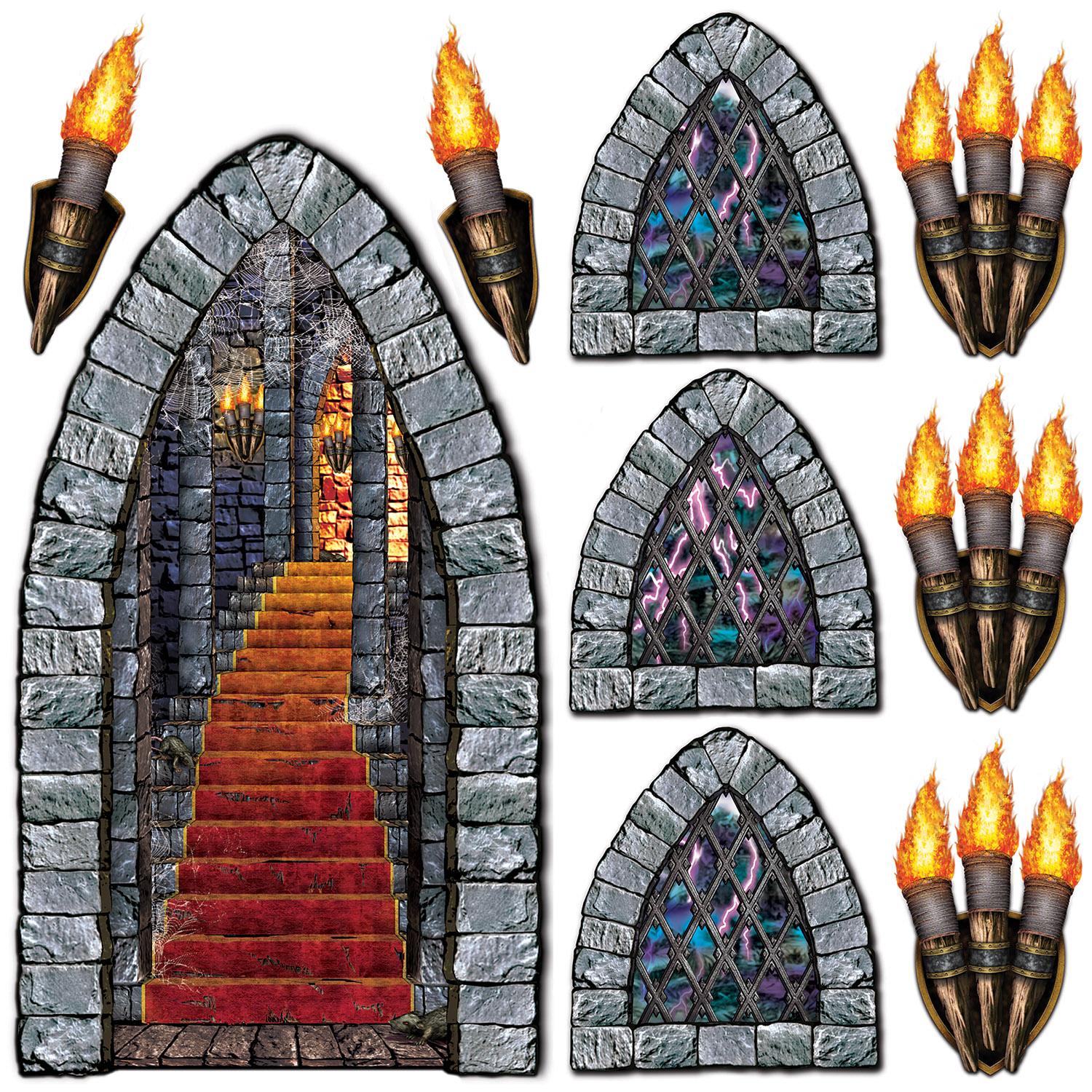108-Piece Beistle Halloween Stairway & Window Torch Props - Spooky Decorations for Haunted Houses, Parties, and Outdoor Halloween Displays