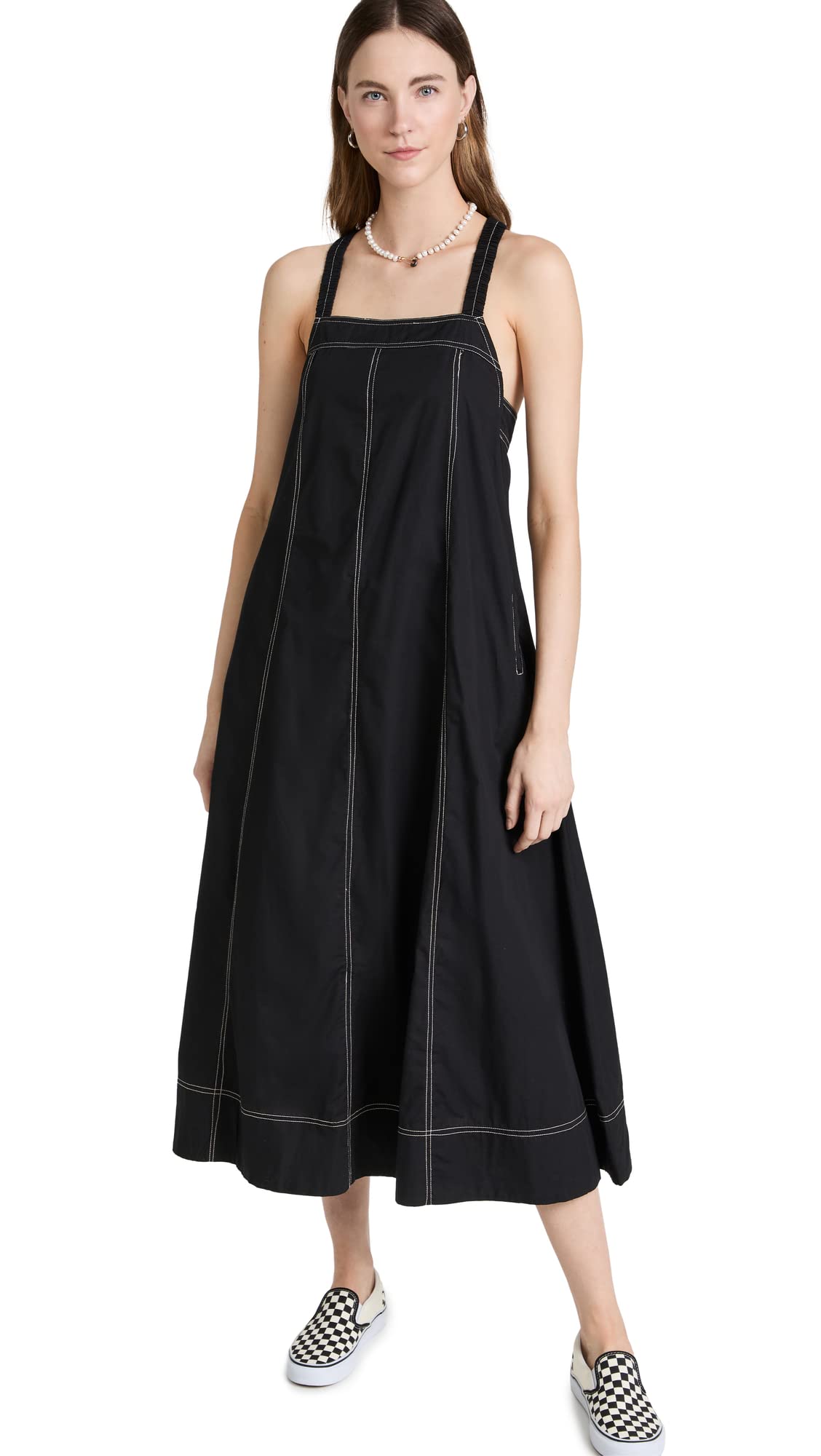 Free People Women's Bohemian Apron Dress - Flowy Vintage Style Maxi Dress for Music Festivals, Beach Coverups & Summer Outfits