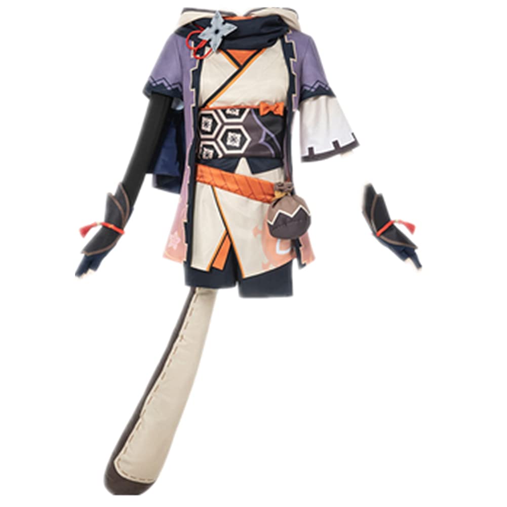 Genshin Impact Sayu Cosplay Costume Full Set - Lolita Kimono Outfit with Tail Dress, Wig & Shoes for Halloween, Anime Conventions & Themed Parties