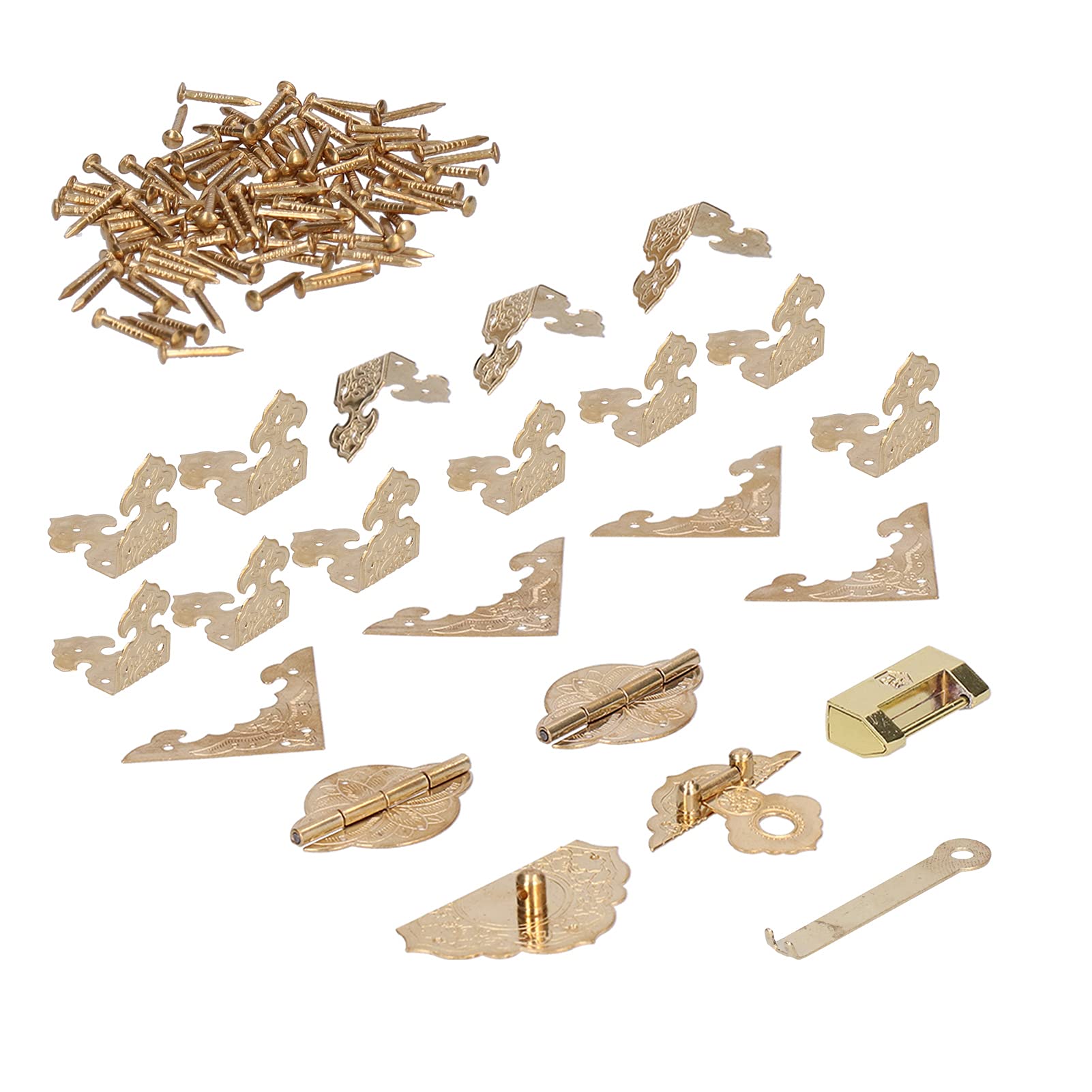 Brass Corner Protector Kit - Decorative Hardware Accessories for Wooden Jewelry Boxes, Cabinets & Furniture - Perfect for Home, Office & Gift Packaging