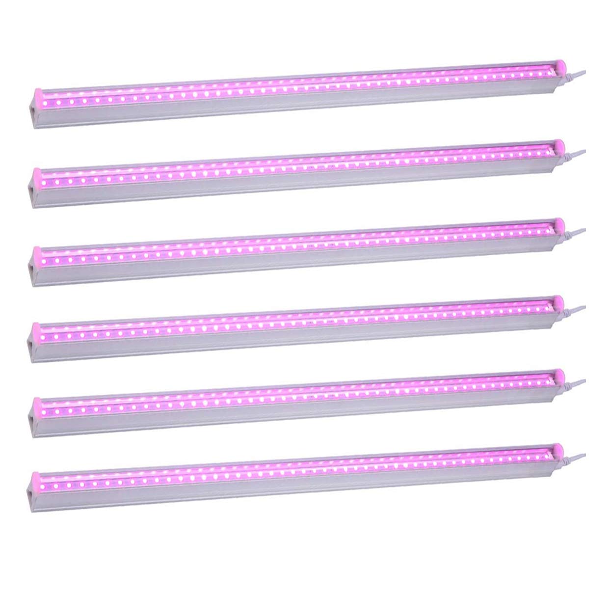 6-Pack T5 LED Full Spectrum Grow Light Strips - 2FT 60W (6 x 10W, 500W Equivalent) Integrated Plant Growing Lamp Fixture - Plug & Play Easy Installation for Indoor Plants, Greenhouse, Hydroponics & Vertical Farming - Perfect for Seedlings, Herbs & Succulents