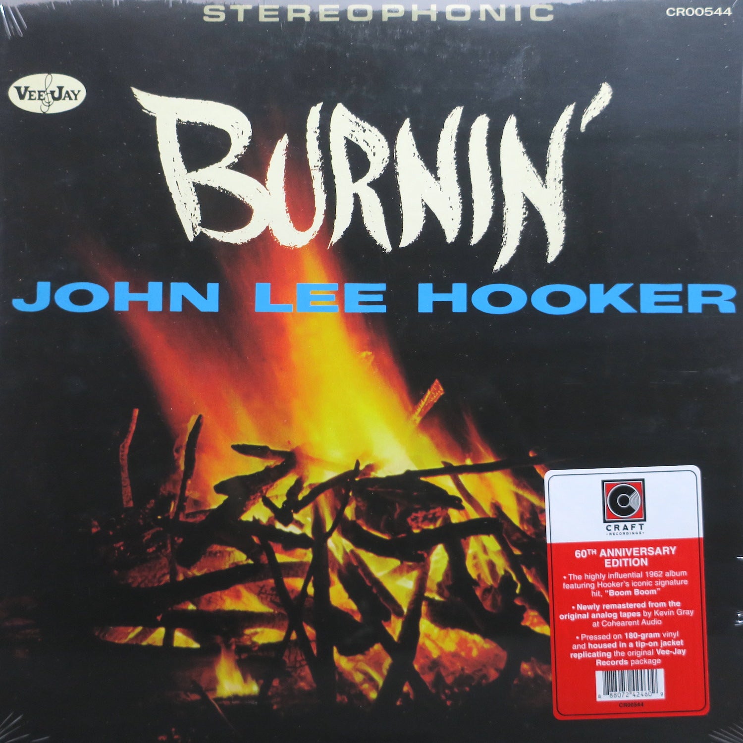 JOHN LEE HOOKER 'Burnin'' 60th Anniversary Remastered 180g Vinyl LP - Craft Recordings | Limited Edition Blues Music Album for Collectors & Audiophiles | Perfect for Home Listening & Music Enthusiasts