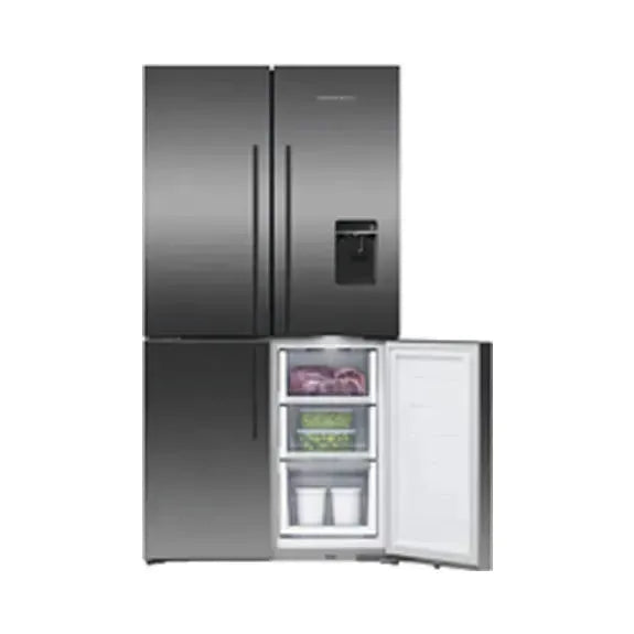 Fisher & Paykel 538L Quad Door Refrigerator - Black Stainless Steel | Energy Efficient French Door Fridge with Spacious Interior | Perfect for Large Families & Modern Kitchens