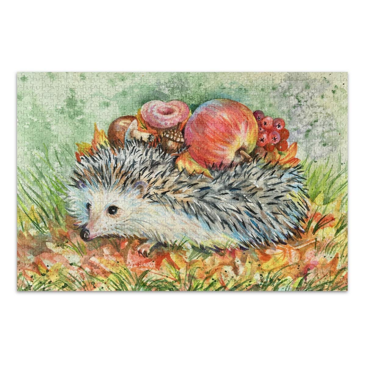 500-Piece Watercolor Hedgehog Puzzle - Fun Family Game & Educational Toy for Kids - Home Decor Gift
