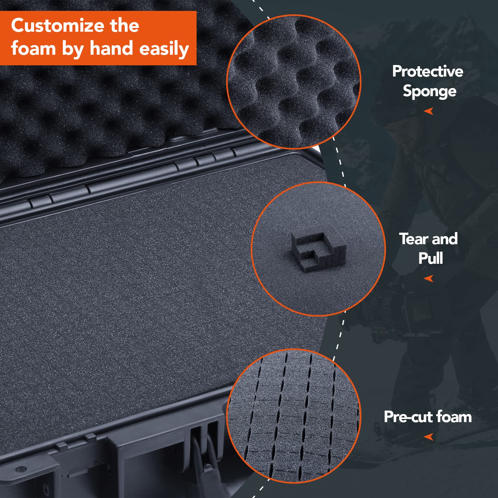 **Lykus HC-4410 Waterproof Hard Case with Customizable Foam Insert – 44x29x12cm Interior – Fits 16