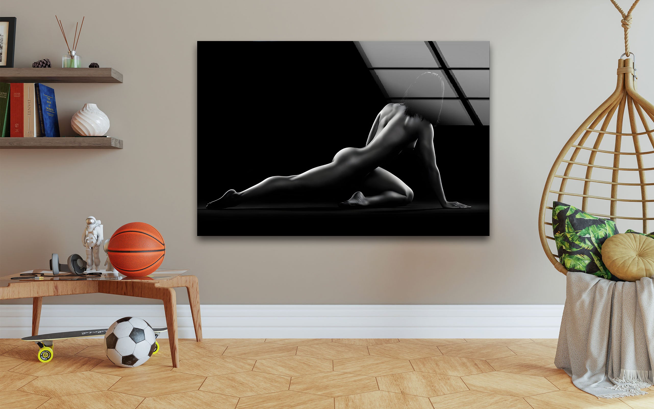 Elegant Black and White Woman Portrait Glass Wall Art - Modern Home Decor for Living Room, Bedroom, or Office