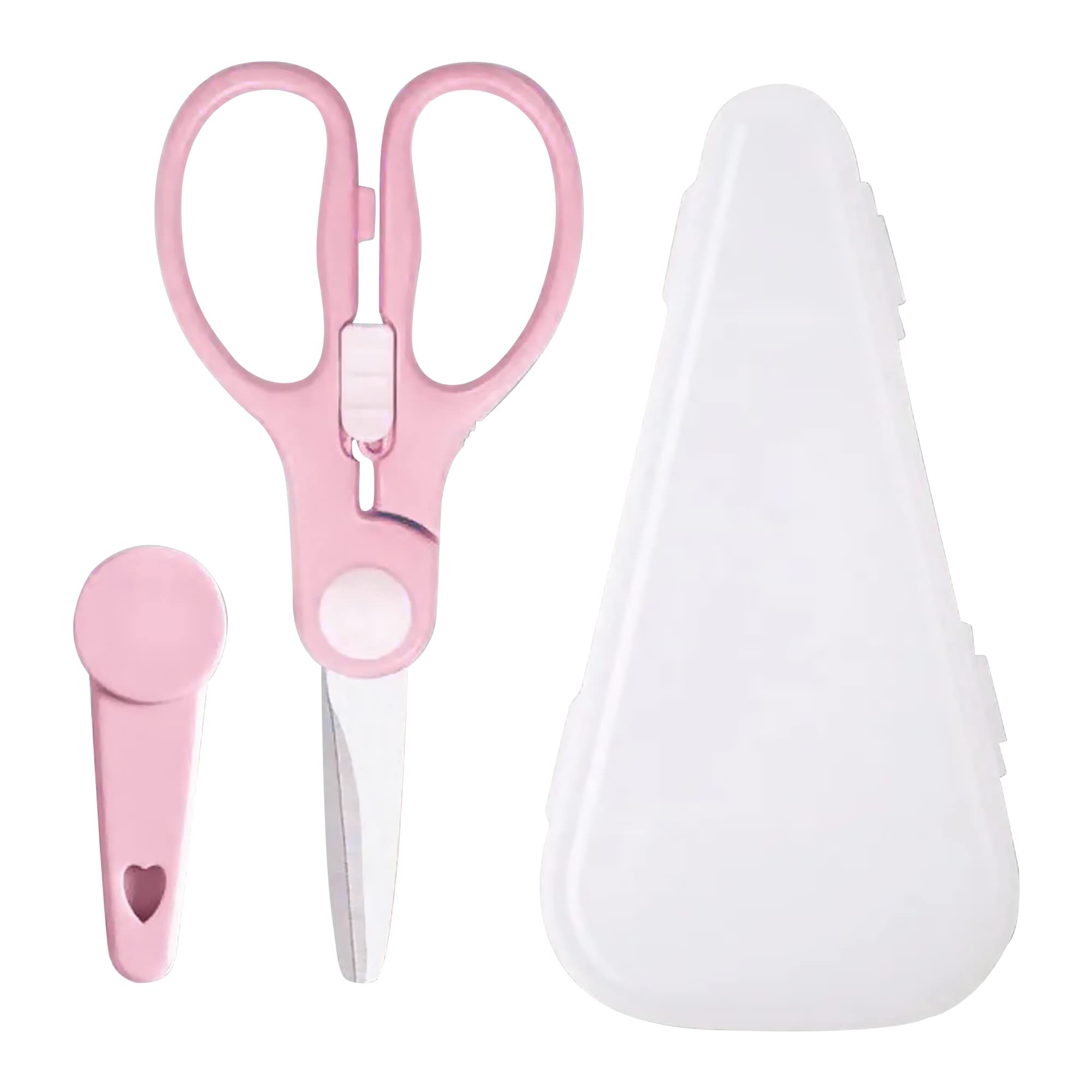 ATB Portable Baby Food Scissors with Safety Lock - Stainless Steel Toddler Feeding Shears for Chicken, Fish, Meat & Herbs - BPA-Free Kitchen Shears for Infants (Pink) | Perfect for Travel, Baby Food Prep & Family Meals