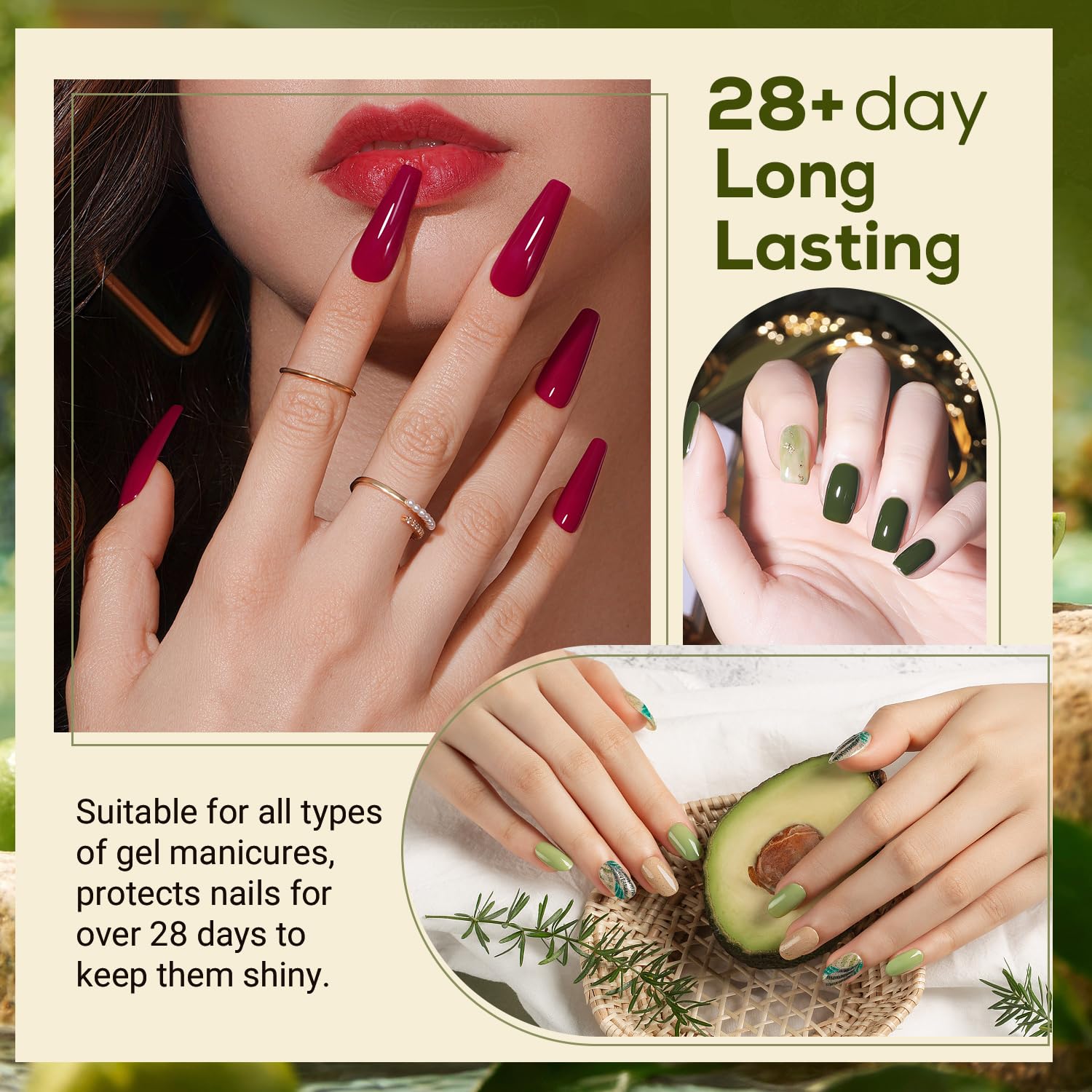 JEWHITENY 10ML Gel Top Coat & Base Coat Set - No Wipe Quick Dry, Long Lasting Glossy Nail Polish for DIY Nail Art | Salon Quality at Home, Manicure & Pedicure