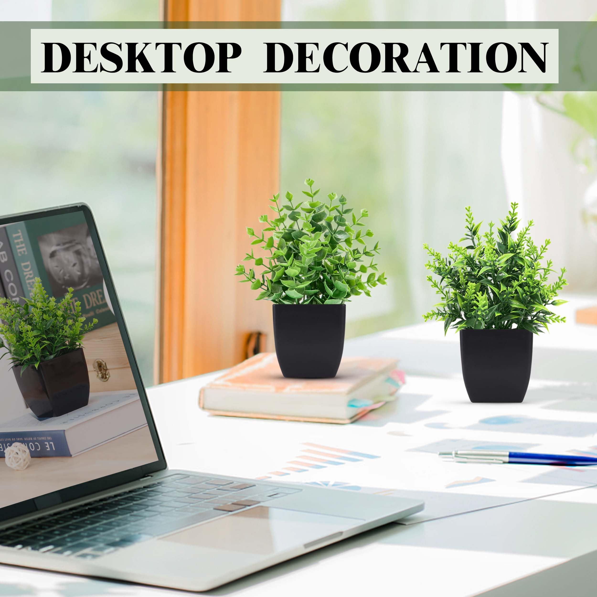 2 Pack Small Fake Plants - Black Artificial Greenery for Bathroom, Bedroom, Kitchen Decor | Home Accessories for Modern Interior Design