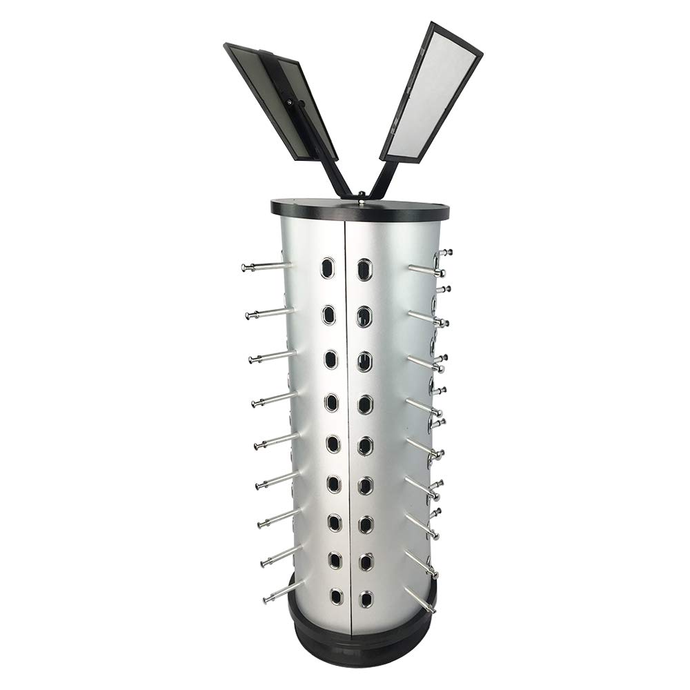 360° Rotating Sunglasses Display Stand with Mirror - Holds 36 Pairs of Glasses (Square Base) - Perfect for Retail Stores, Boutiques & Home Organization