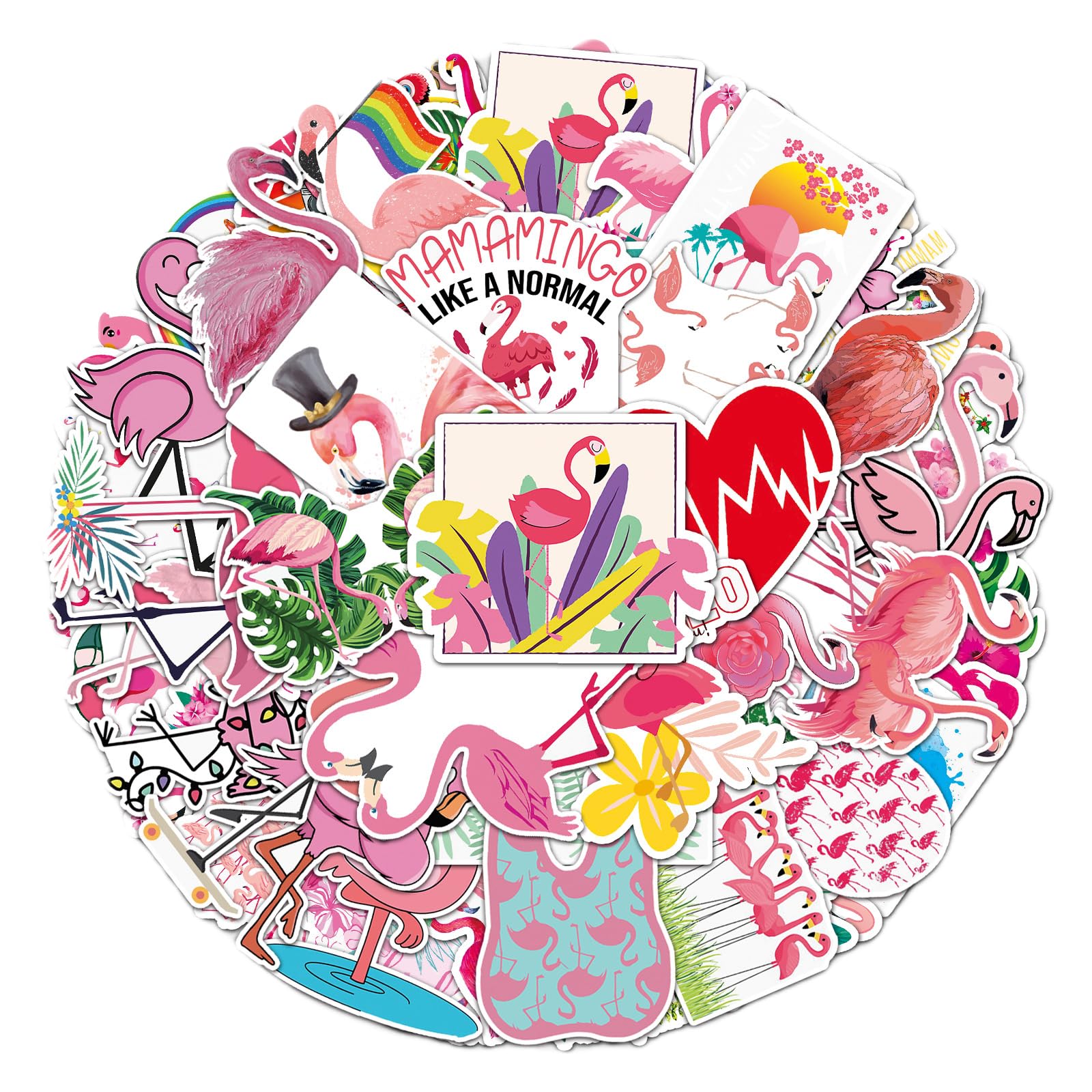 100Pcs Flamingo Stickers - Waterproof Decals for Water Bottles, Laptops & Kids DIY