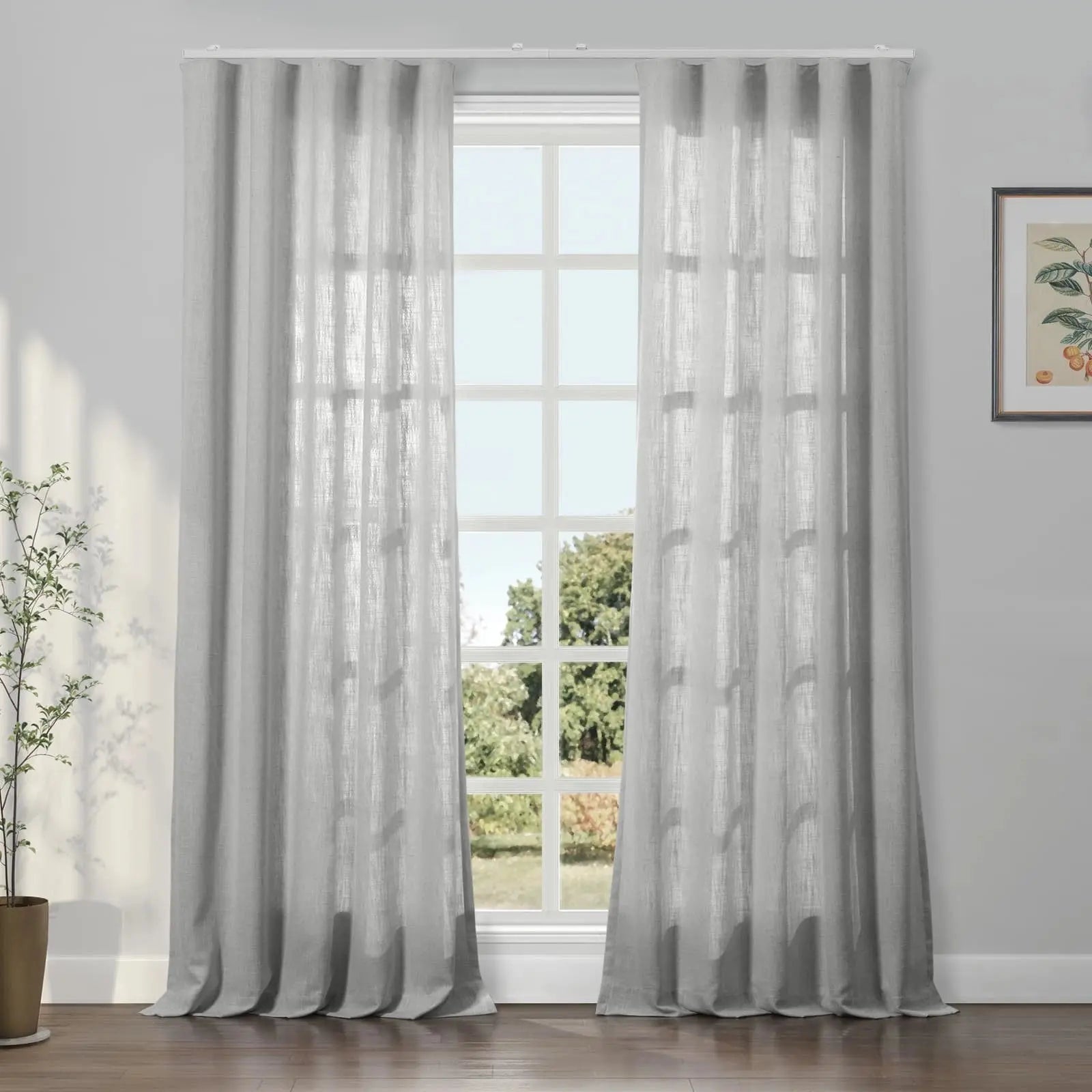 Liz Linen Ripple Fold Drapery Curtains - Elegant Window Treatments for Living Room & Bedroom Decor