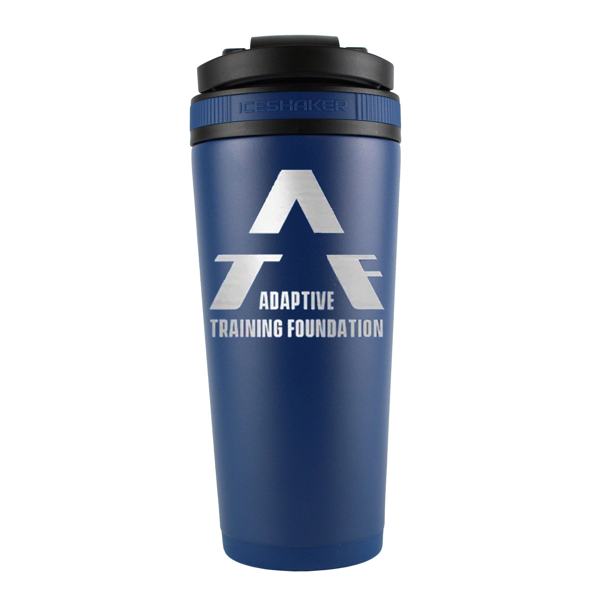 26oz Navy Blue Ice Shaker Bottle - Leak Proof Workout Water Bottle with Time Marker for Gym, Running & Fitness Training - BPA Free Sports Shaker Cup for Protein Drinks & Cold Beverages