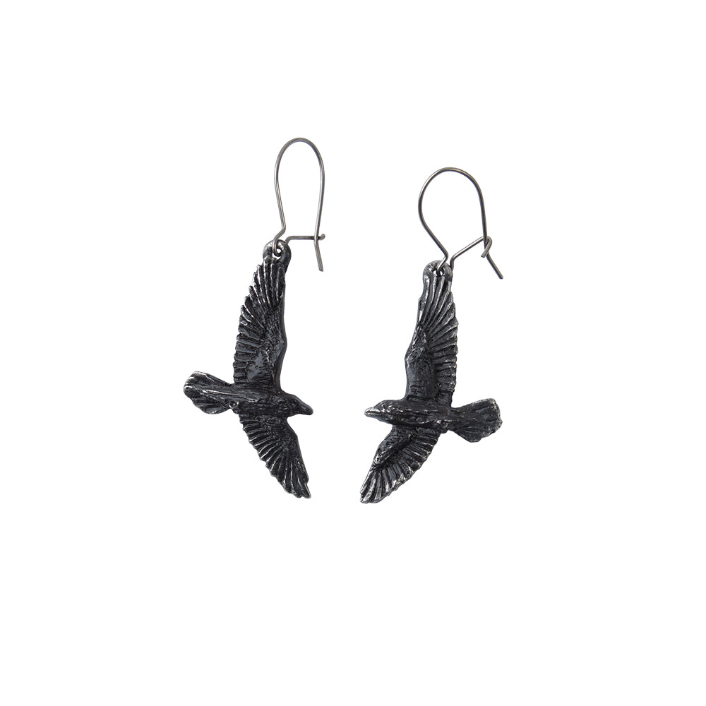 Black Raven Earrings for Women - Gothic Bird Jewelry, Boho Dangle Drop Earrings for Halloween & Witchy Style - Perfect for Costume Parties, Gothic Fashion & Everyday Wear