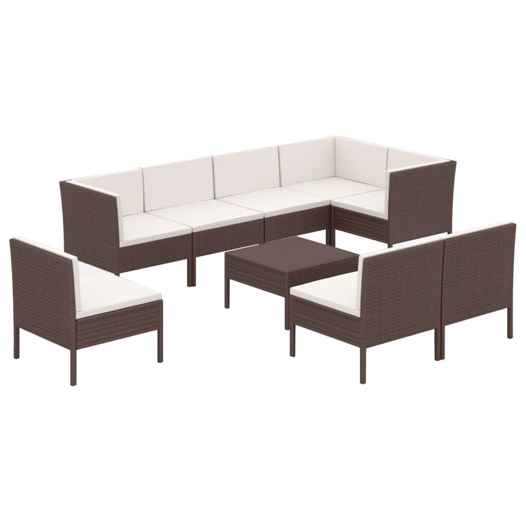 vidaXL 9-Piece Poly Rattan Patio Lounge Set - Weather-Resistant Outdoor Furniture with Comfortable Cushions & Easy-Clean Design - Includes Table & Sofa Units for Garden, Poolside or Backyard Relaxation
