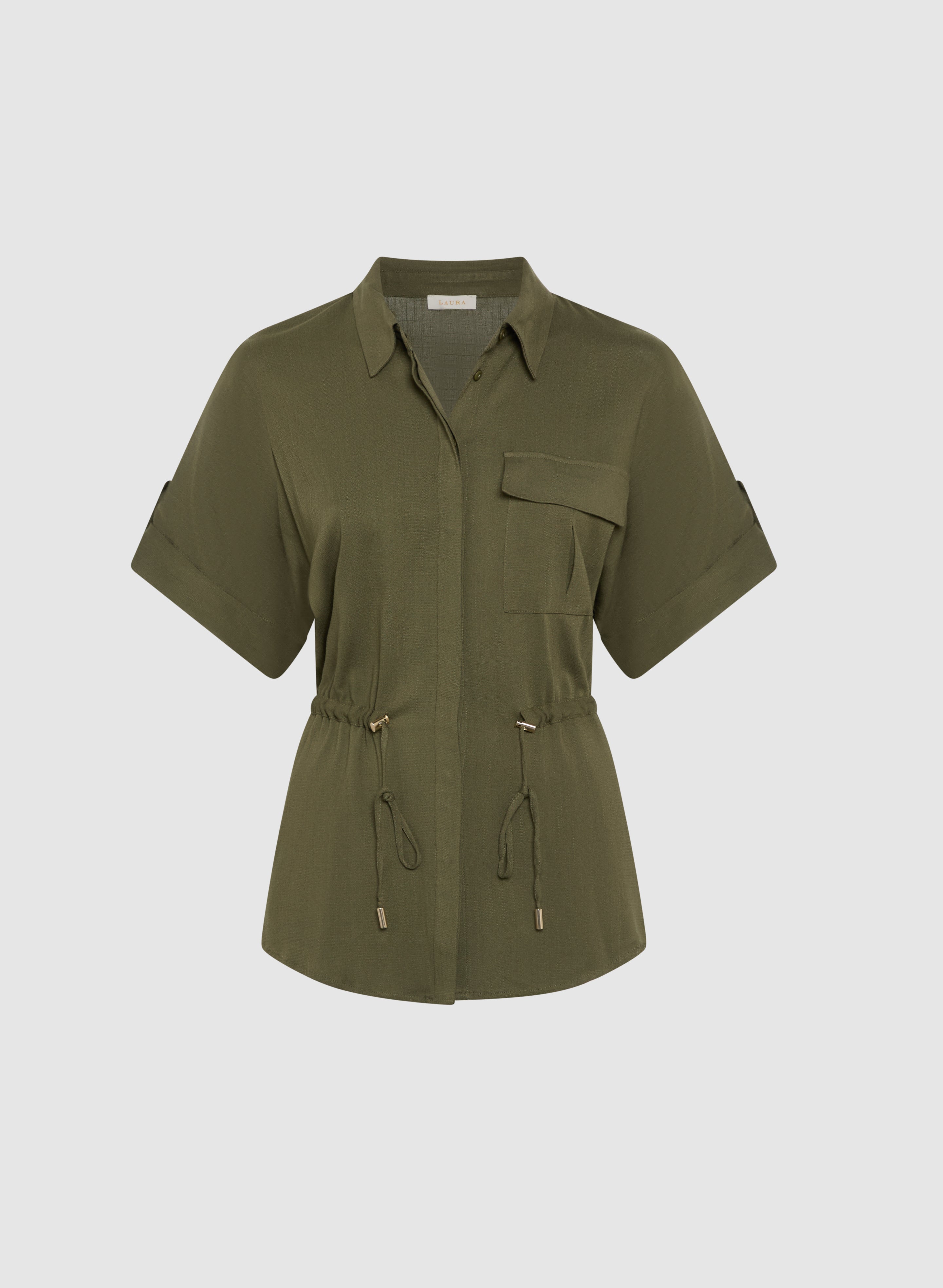 Women's Stylish Drawstring Waist Blouse - Flattering Casual & Office Tops for Everyday Wear - Perfect for Work, Dates & Weekend Outings