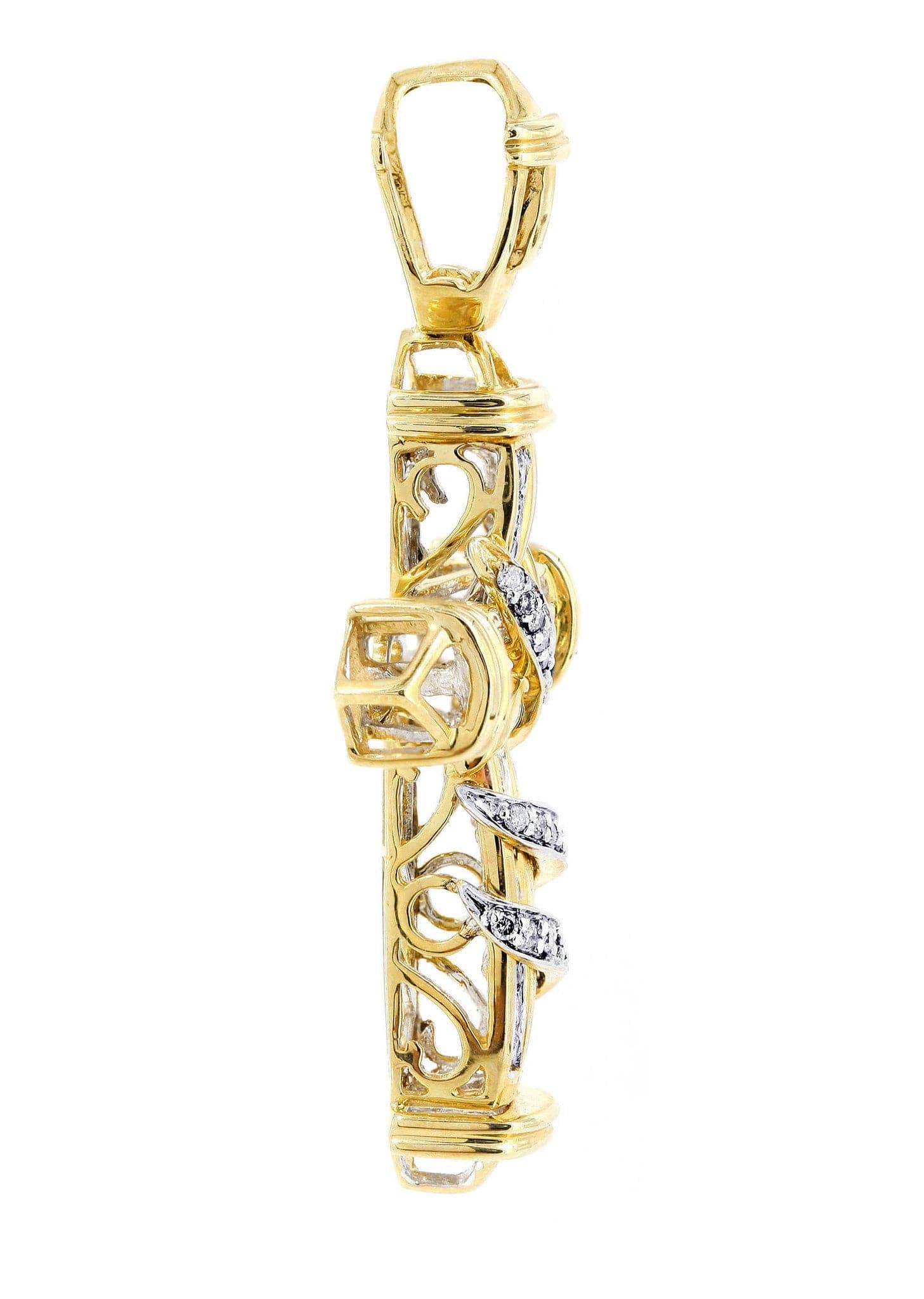 0.7 Carat Diamond Cross Pendant Necklace - 8.38 Grams Solid Gold Religious Jewelry for Women - Perfect for Baptism, First Communion & Easter Gifts