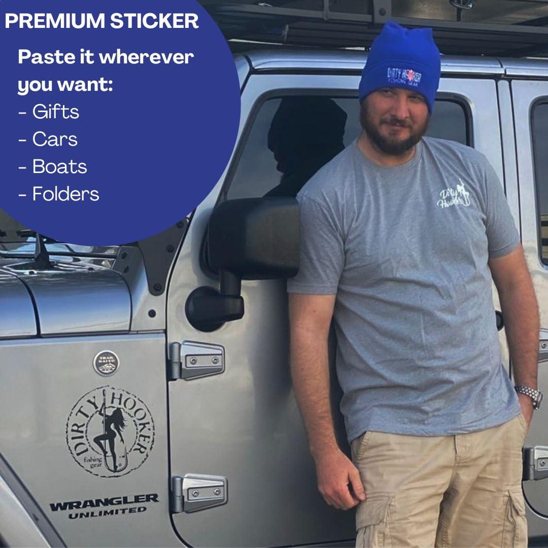 Dirty Hooker Fishing Gear Vinyl Stickers - Waterproof Decals for Laptops, Computers, Coolers & Fishing Equipment | Perfect for Anglers & Outdoor Enthusiasts